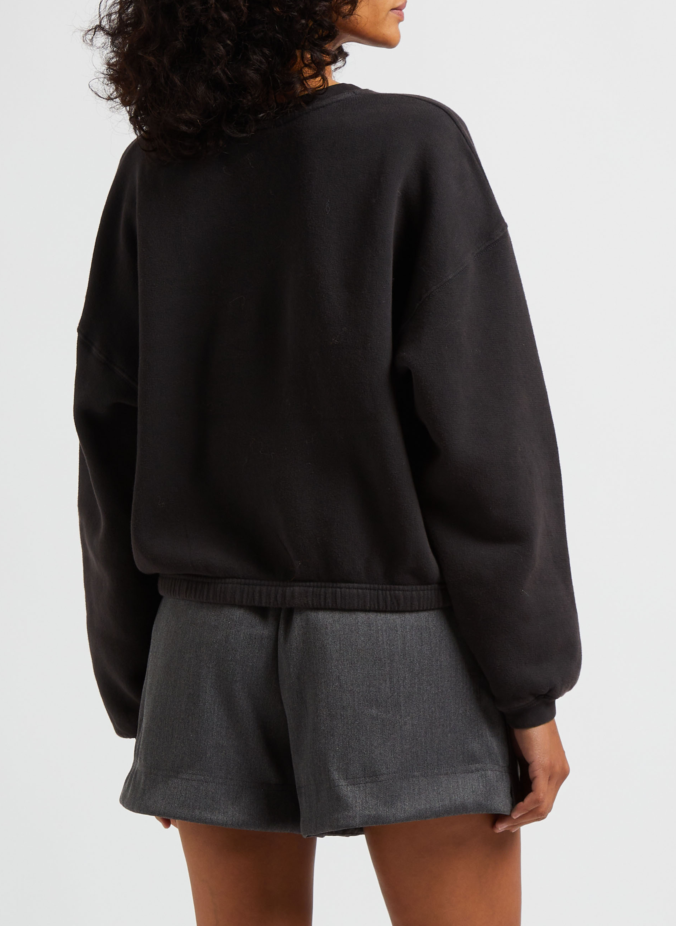 Sweat court col rond en coton mélangé izubird AMERICAN VINTAGE Noir