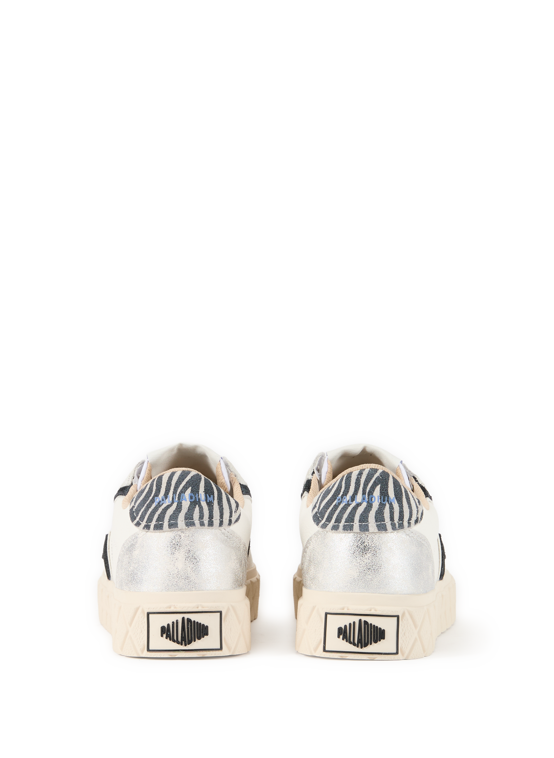 Baskets bi-matière compensées en cuir mélangé PALLADIUM Blanc