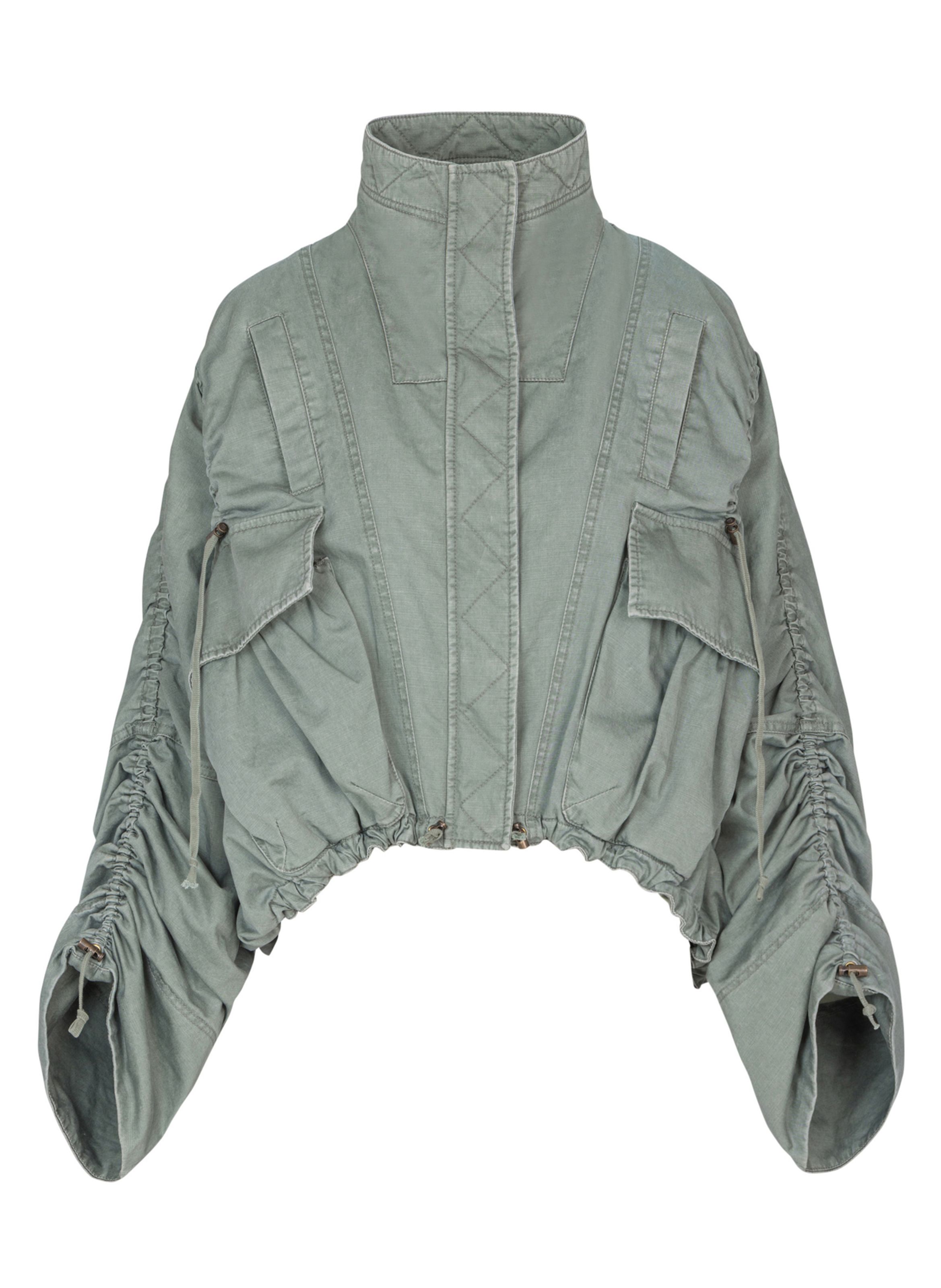 Parka en gabardine de coton BALMAIN Vert