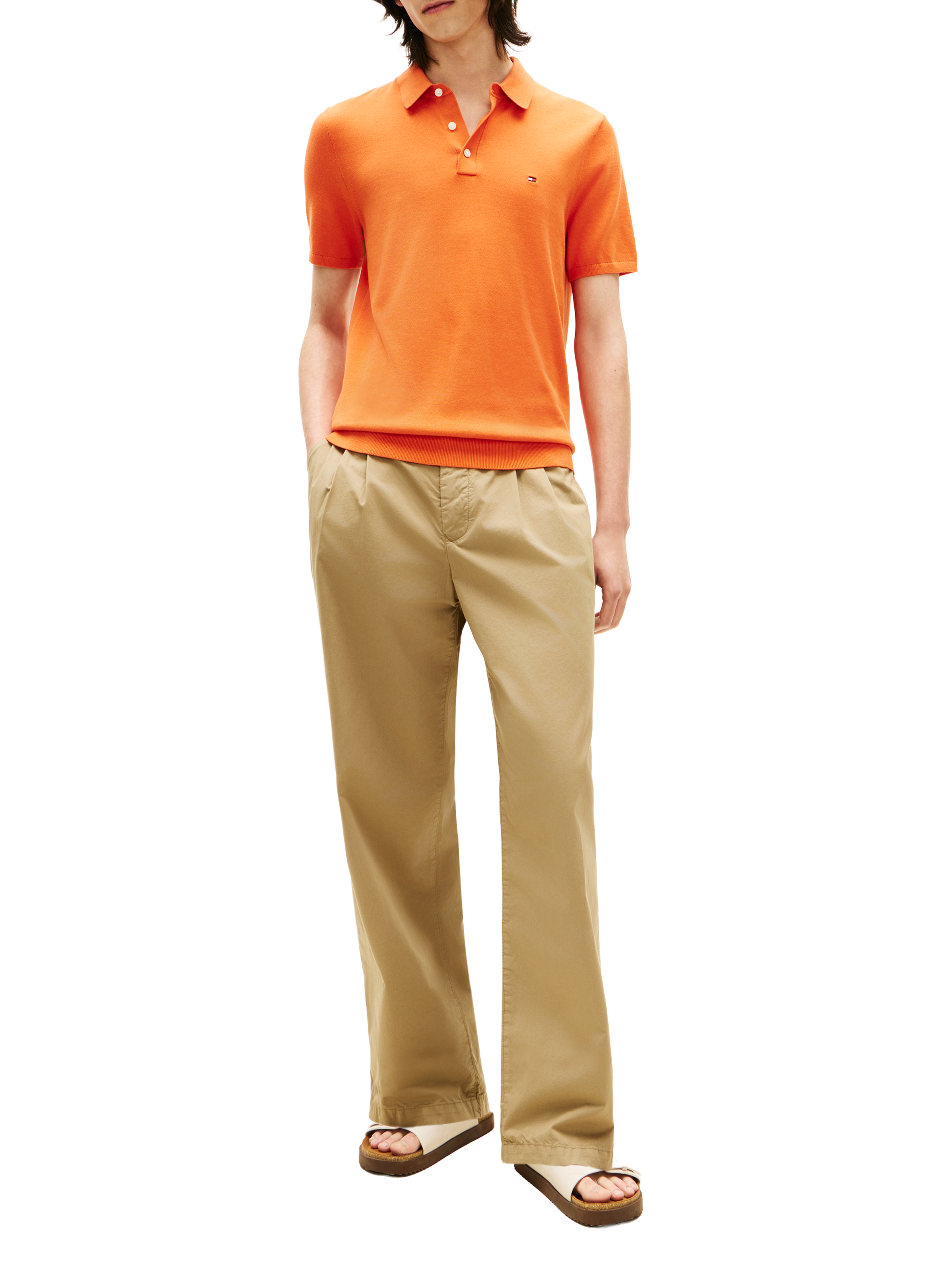 Polo rayé en coton TOMMY HILFIGER Orange