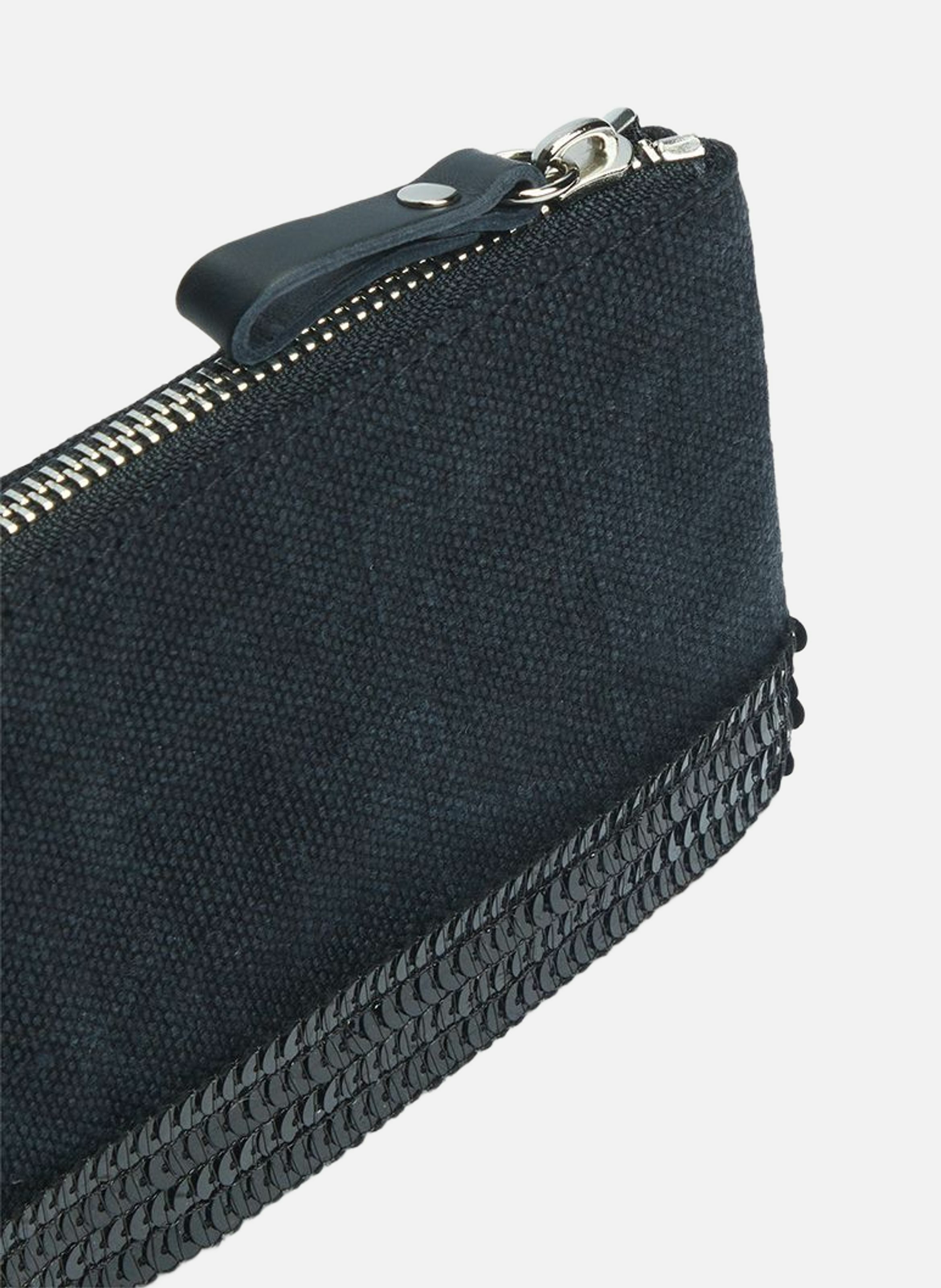 Petite Pochette Zippée En Lin VANESSA BRUNO Noir