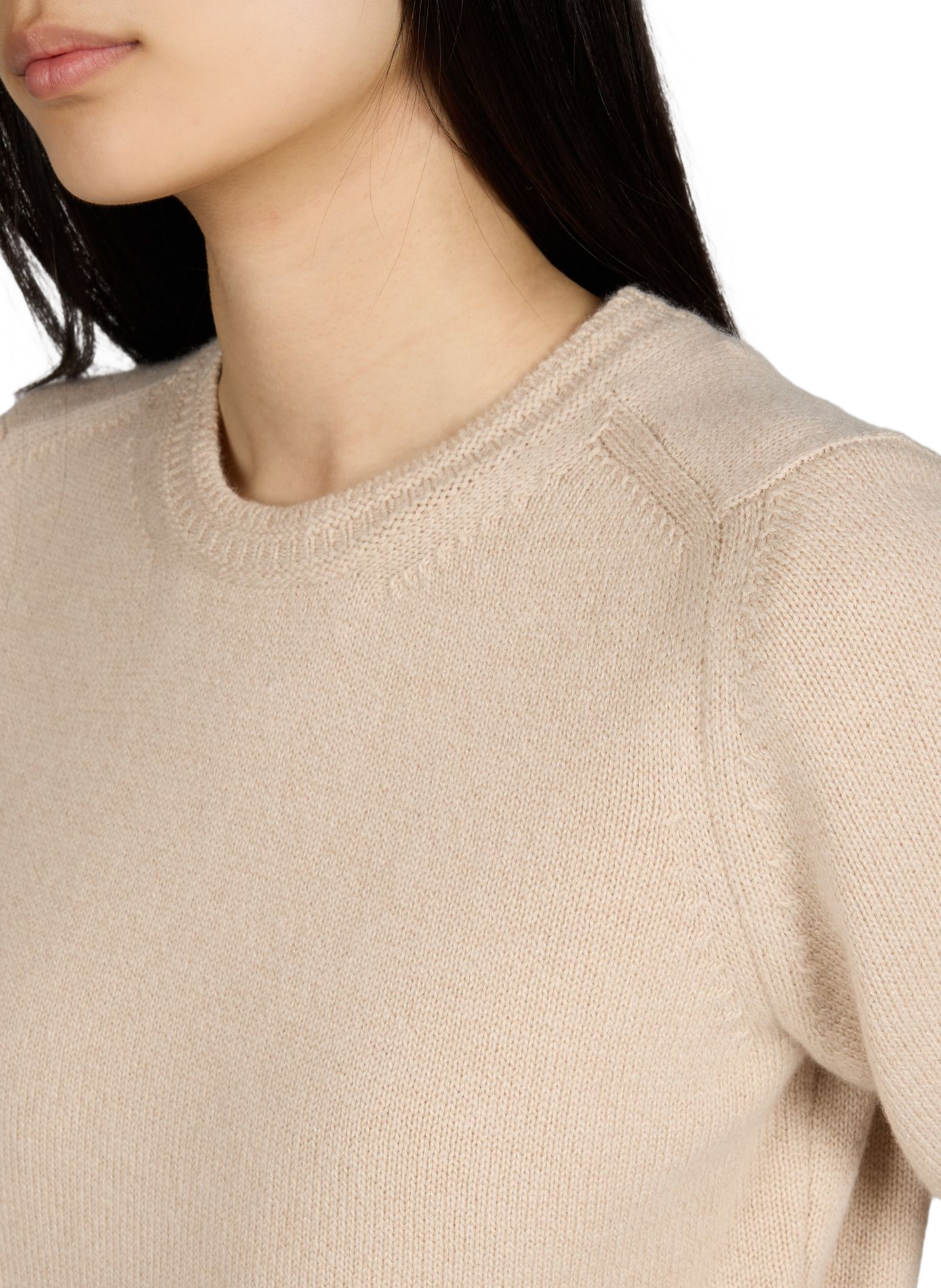 Top Ecume with elbow-length sleeves in virgin wool and cashmere MOLLI Beige