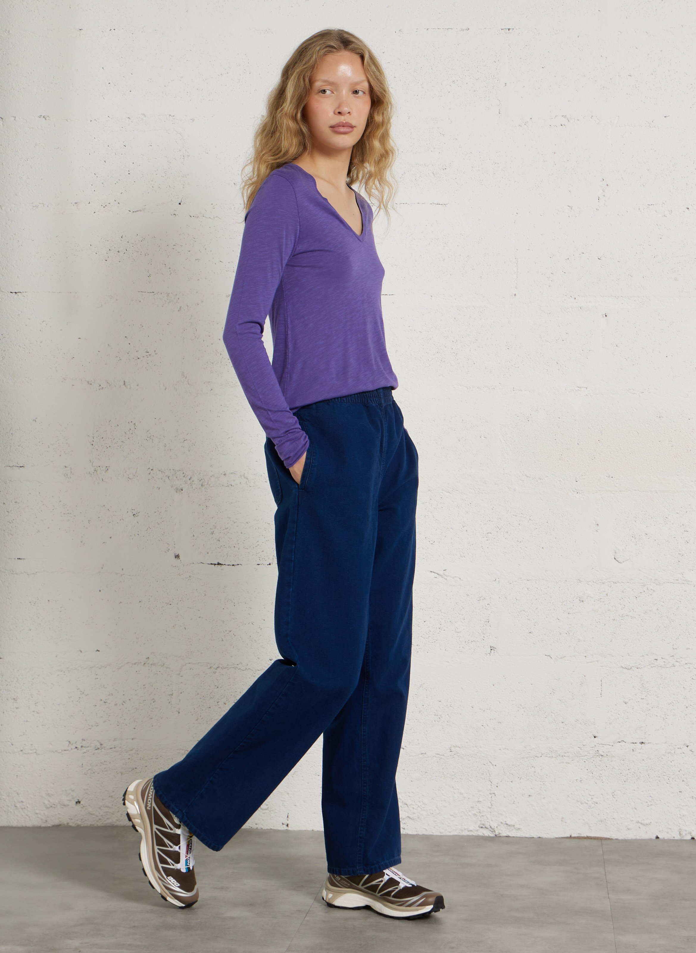 Tee-shirt à col v en coton mélangé jacksonville AMERICAN VINTAGE Violet