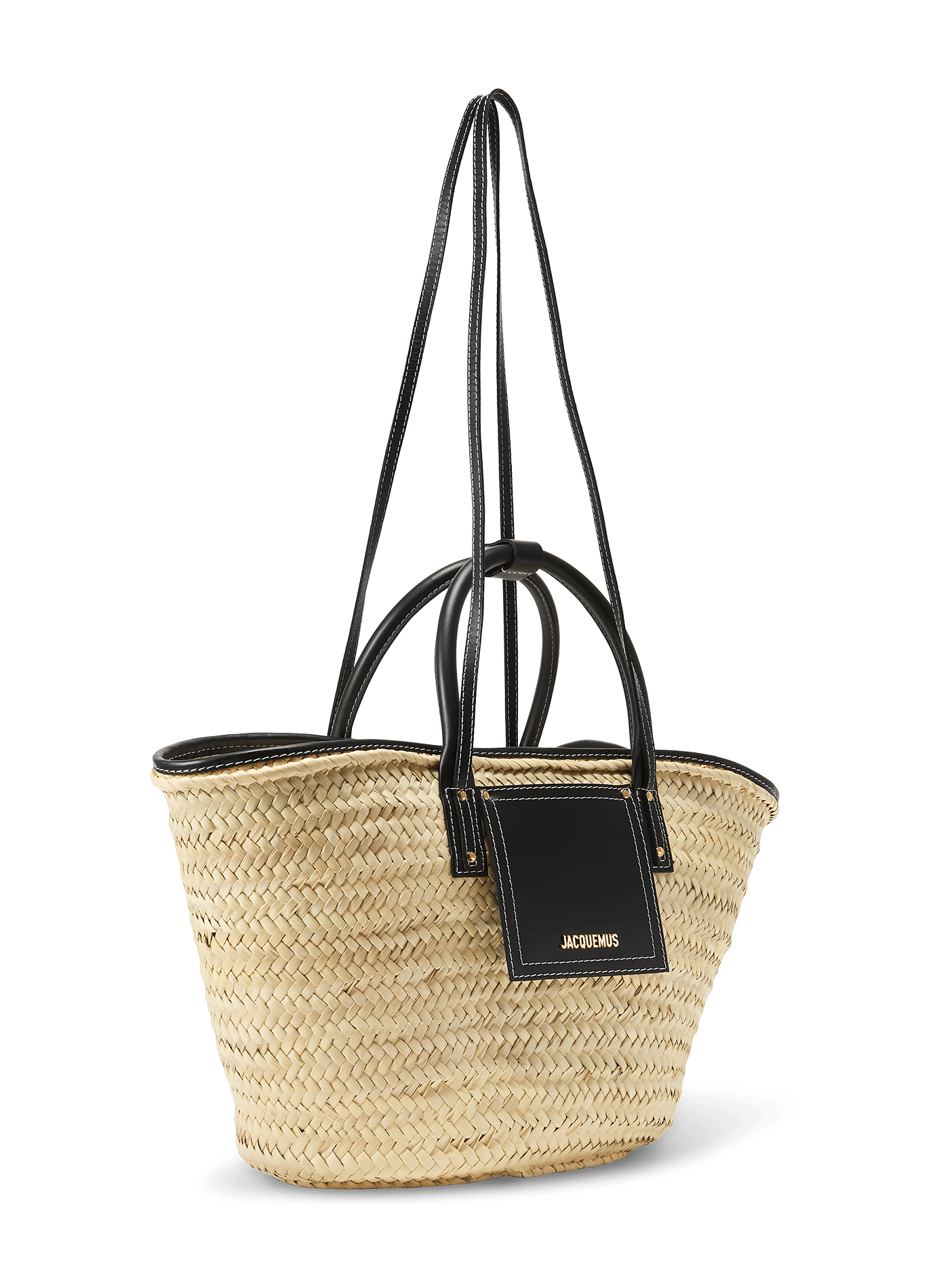 The Soli Basket in leather and cotton JACQUEMUS Black