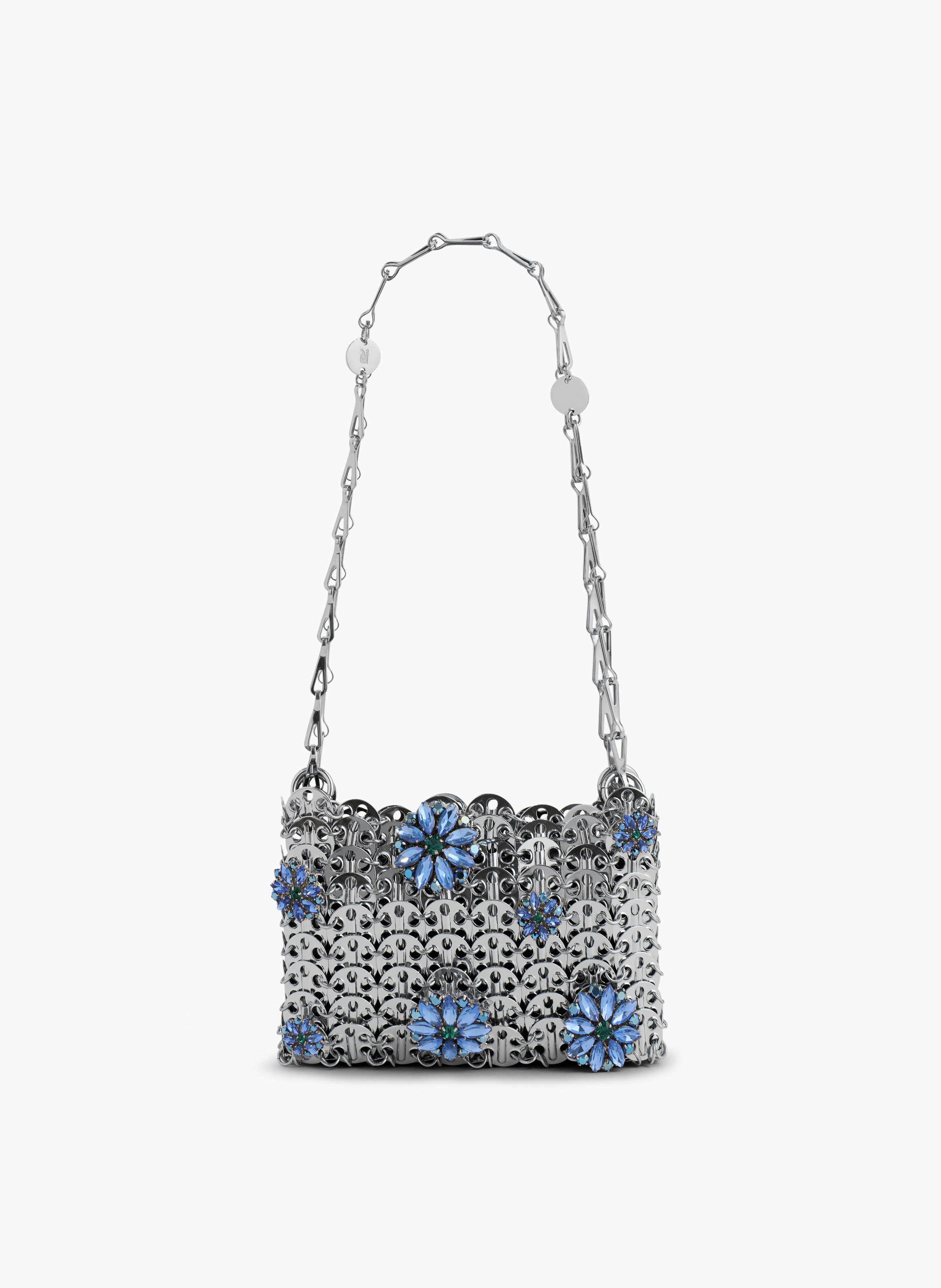 Sac 1969 nano avec détails de fleurs en strass RABANNE Argent