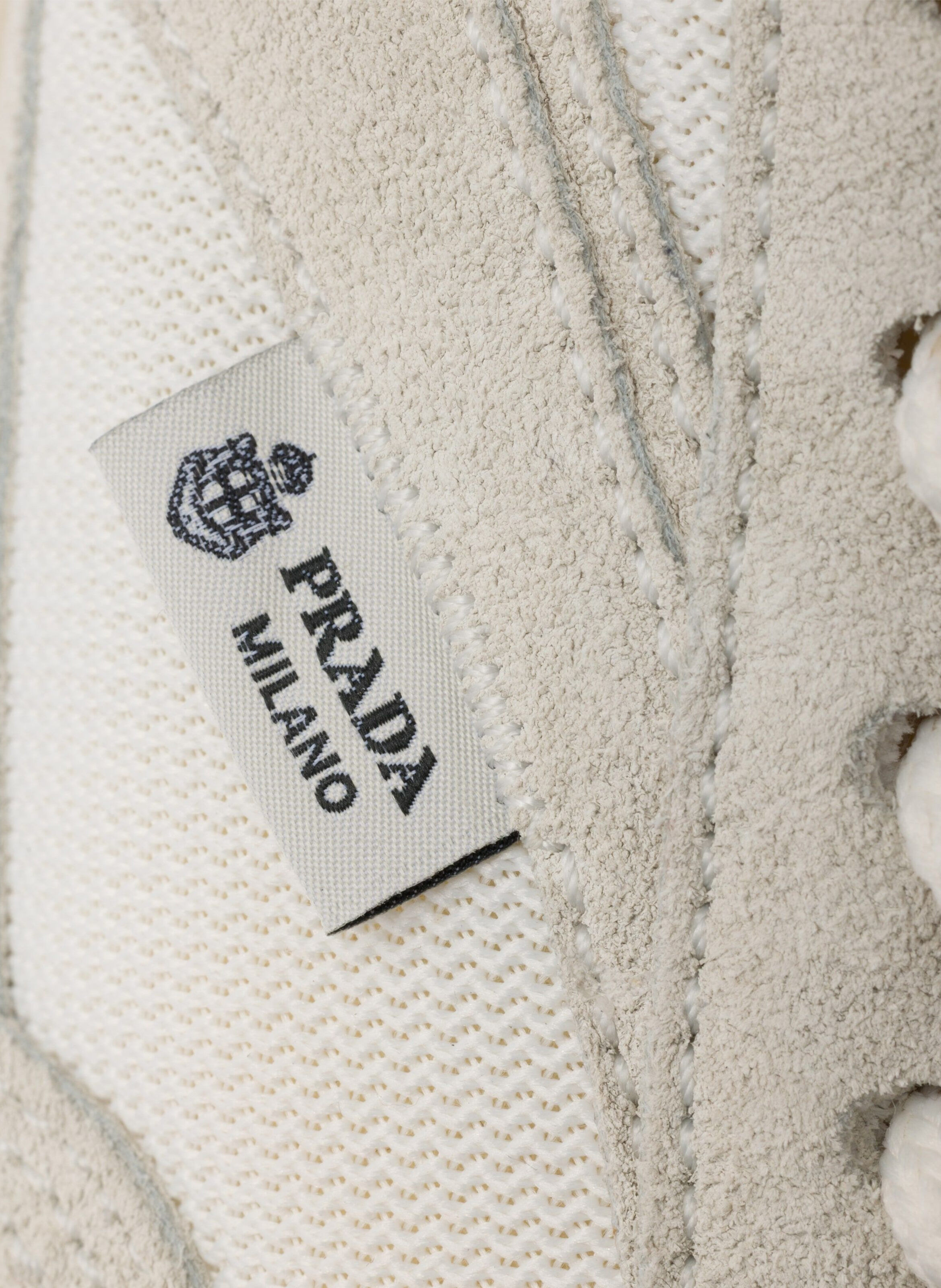 Baskets en mesh et en suède PRADA Blanc