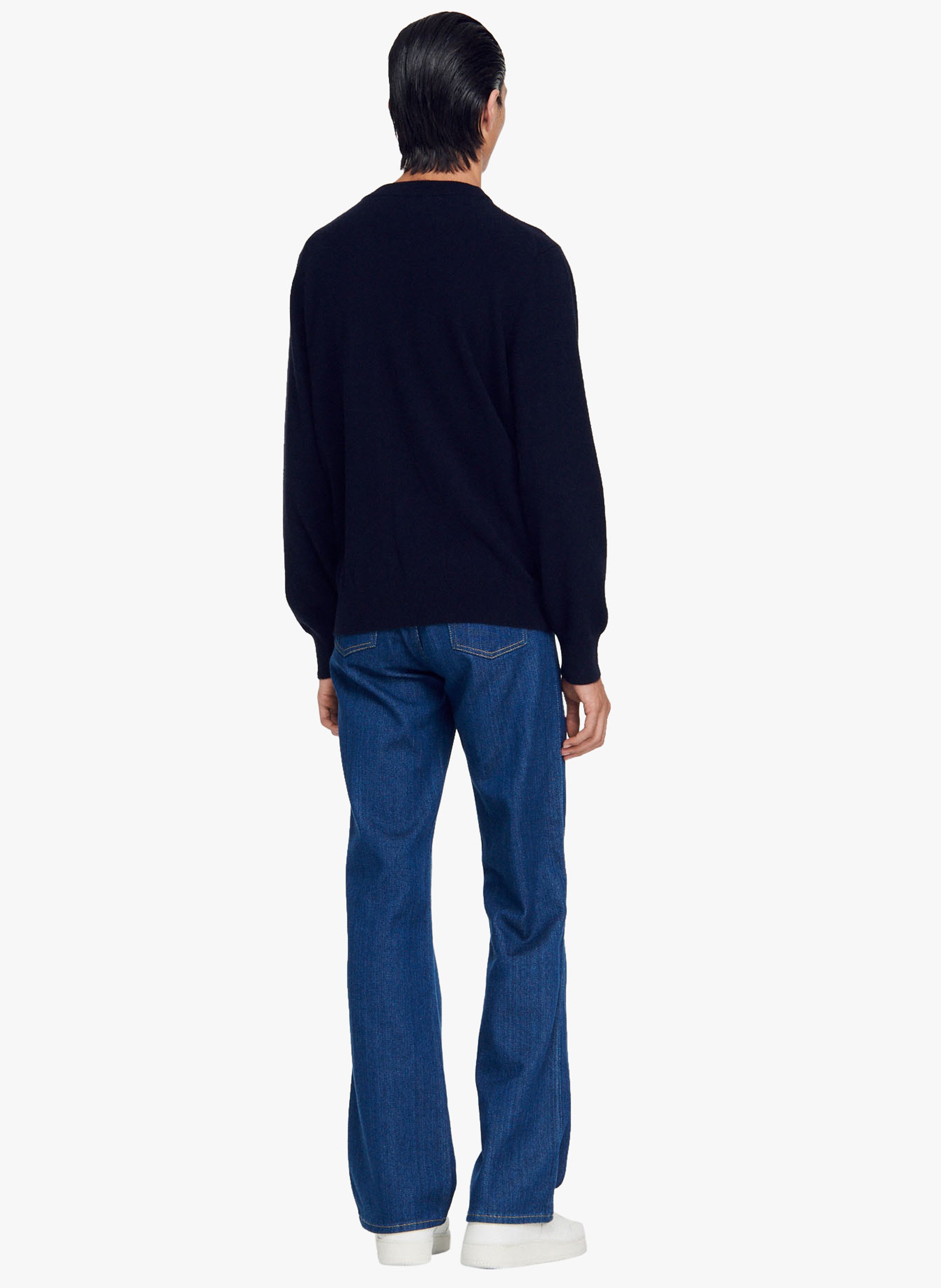 Pull col rond regular-fit en cachemire Bleu