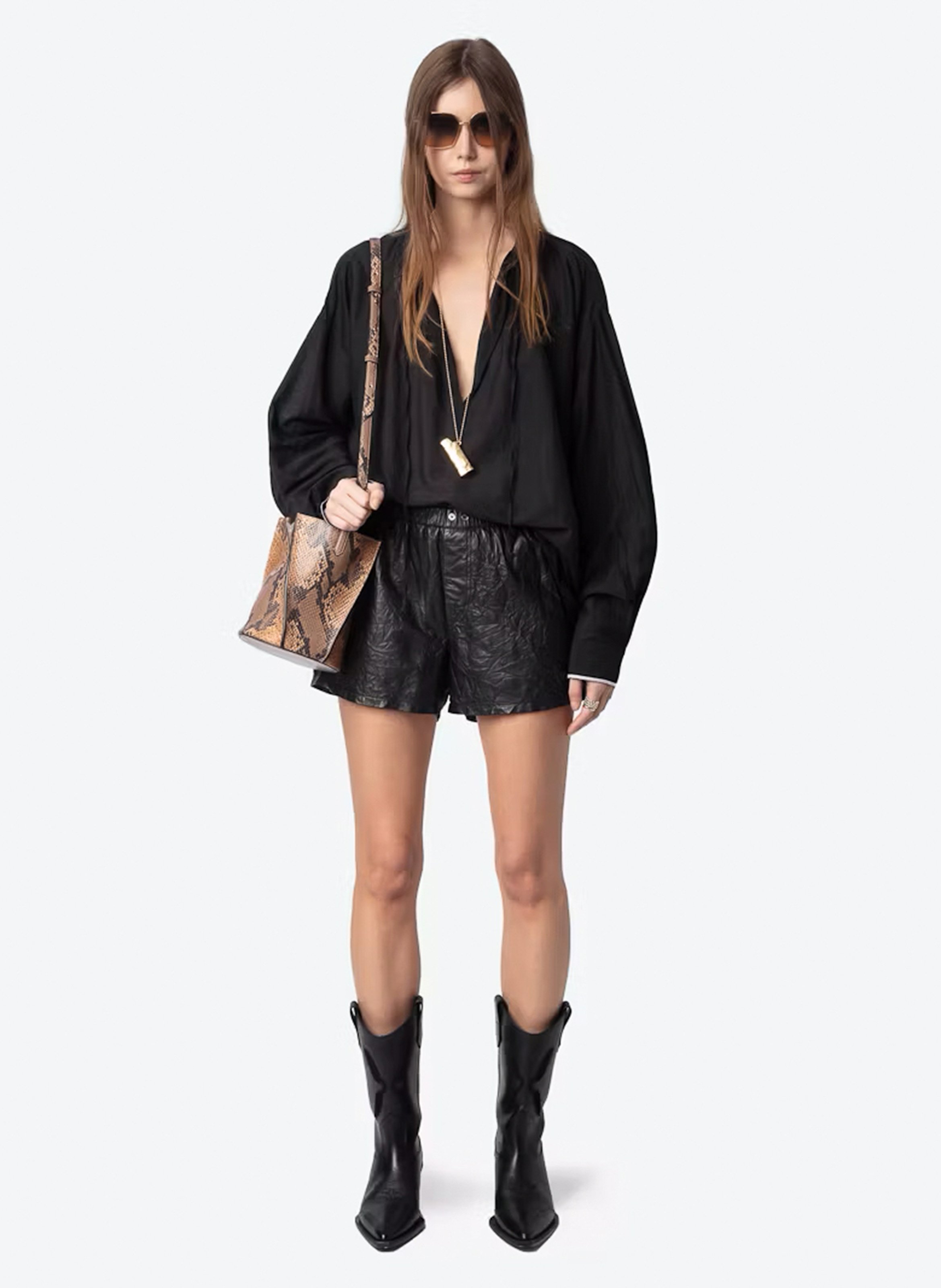 Blouse oversize en coton mélangé troene ZADIG&VOLTAIRE Noir
