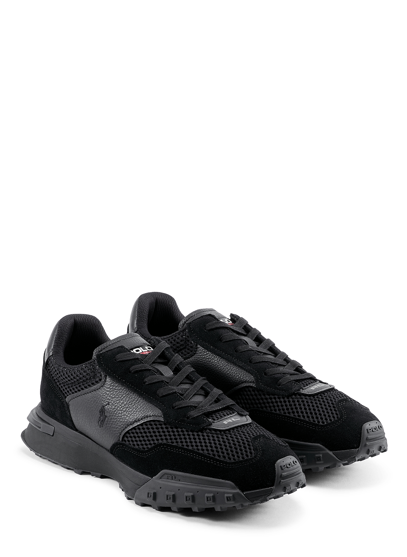 Mixed leather low-top sneakers POLO RALPH LAUREN Black