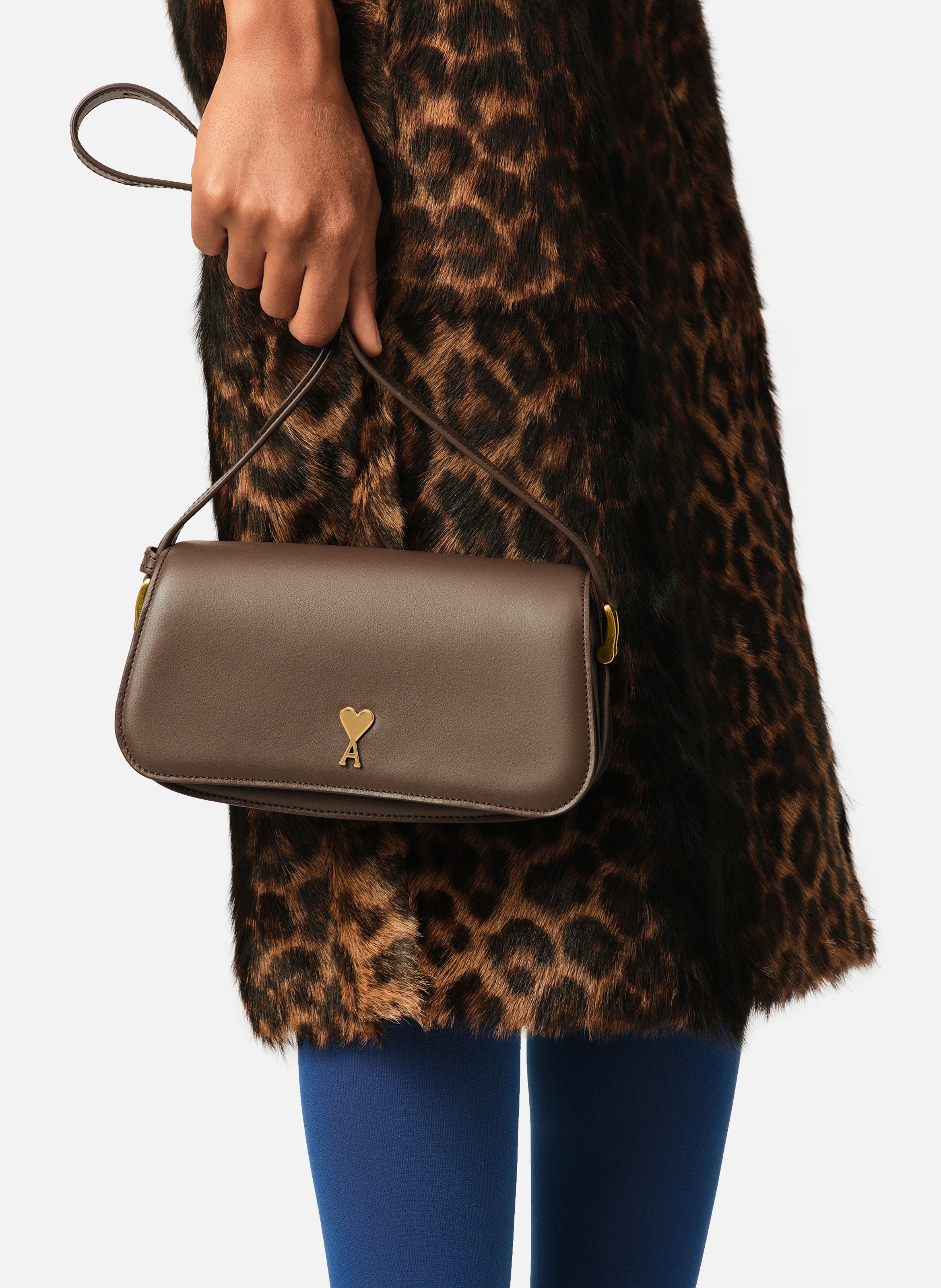 Sac porté épaule paris paris unisexe en cuir de vachette AMI PARIS Marron