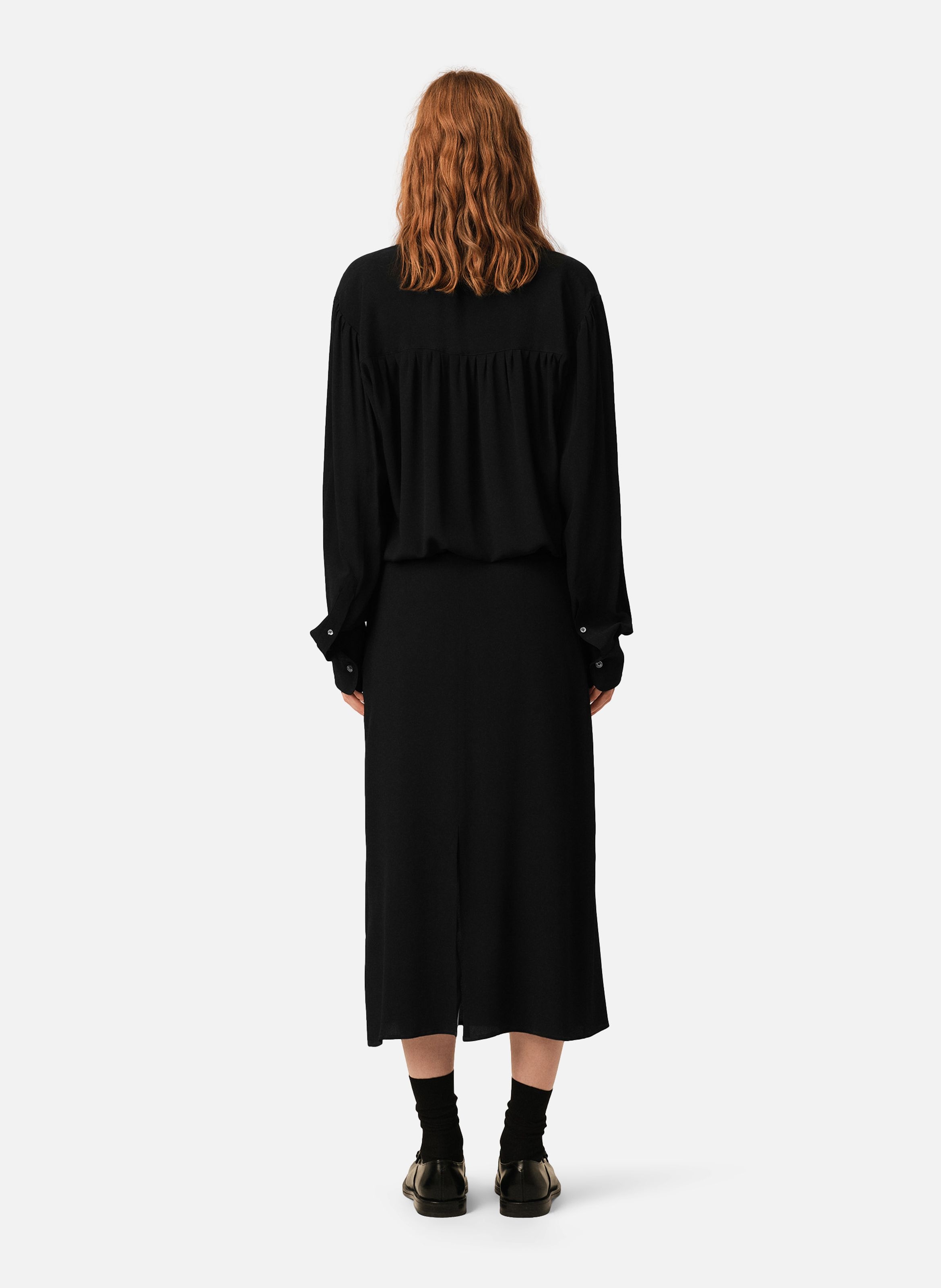 Robe midi en soie mélangée à lavallière AMI PARIS Noir