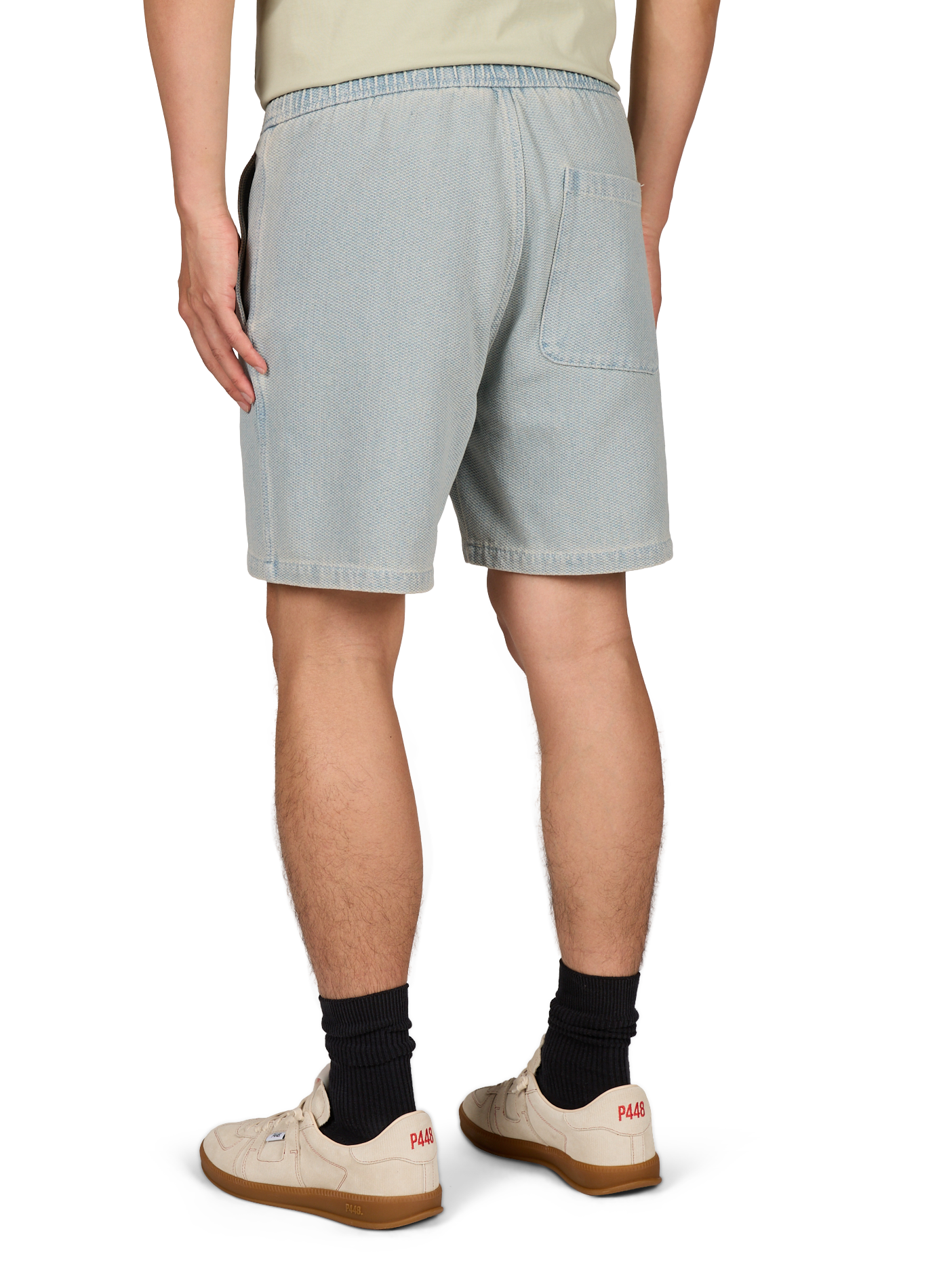Short in blended piqué cotton denim SAMSOE SAMSOE Blue