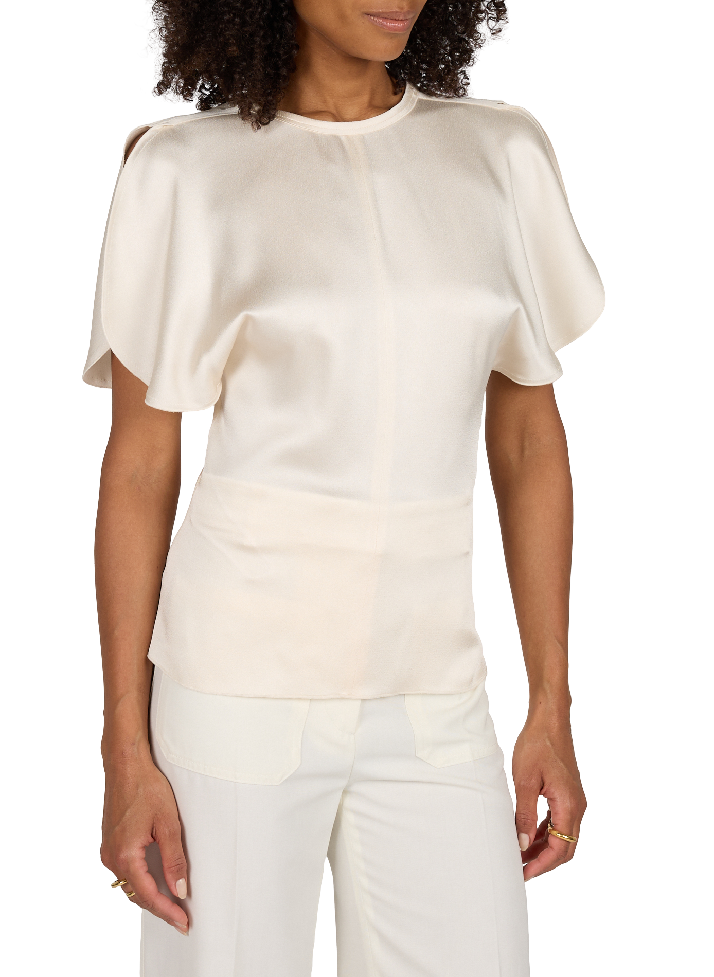 Satin V-neck Top | Beige VICTORIA BECKHAM Women