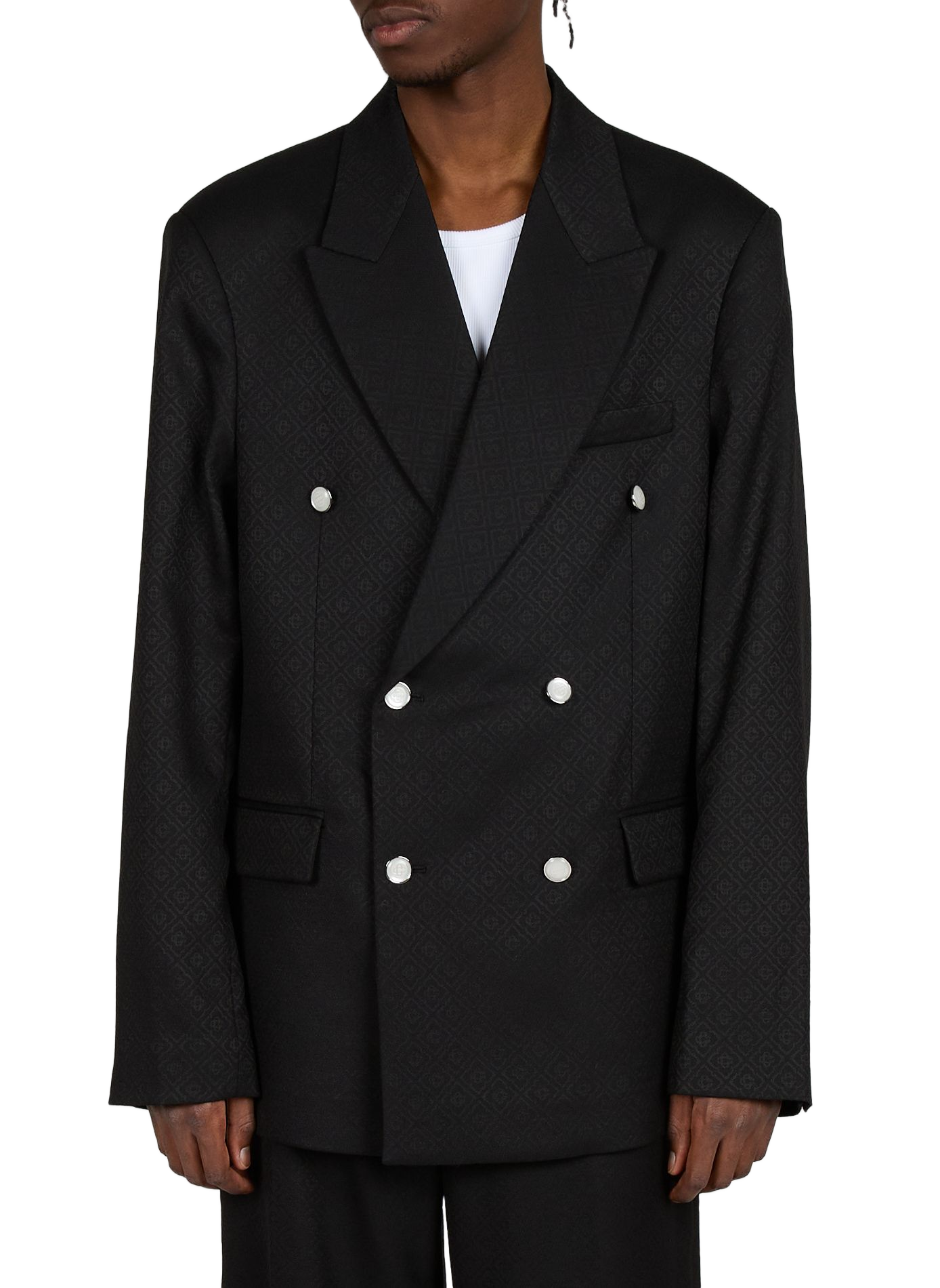 Blazer mit Doppelreiher und Monogramm aus Schurwollmischung CASABLANCA PARIS Blau