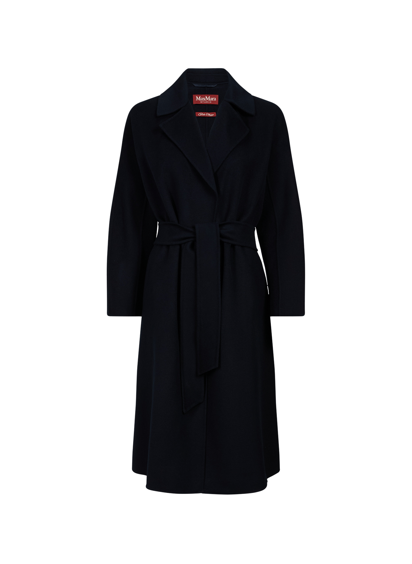 Long coat with belt in blended wool MAX MARA STUDIO Blue