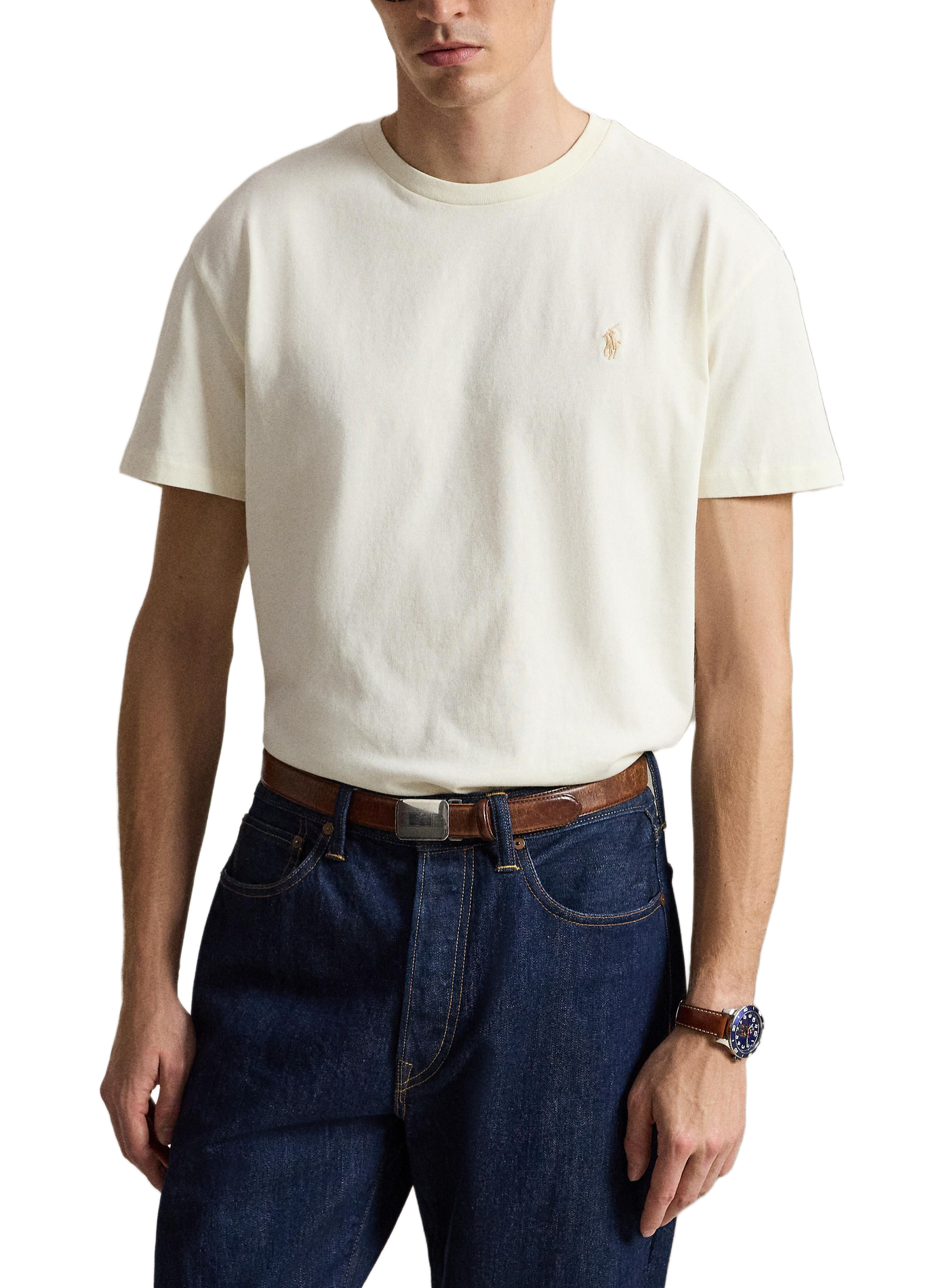 T-shirt manches courtes à logo en coton POLO RALPH LAUREN Beige