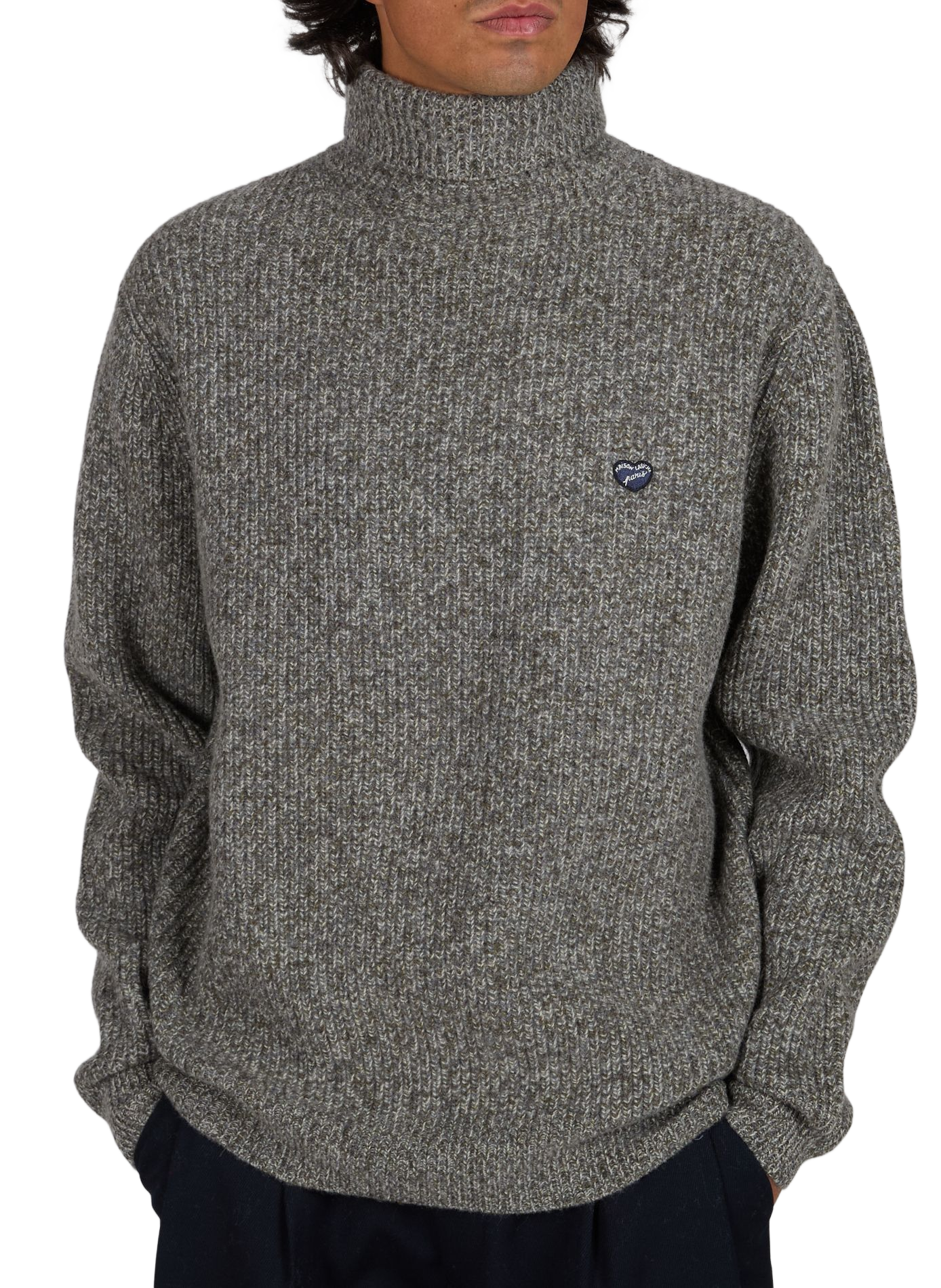 Pull droit col roulé en laine MAISON LABICHE Gris