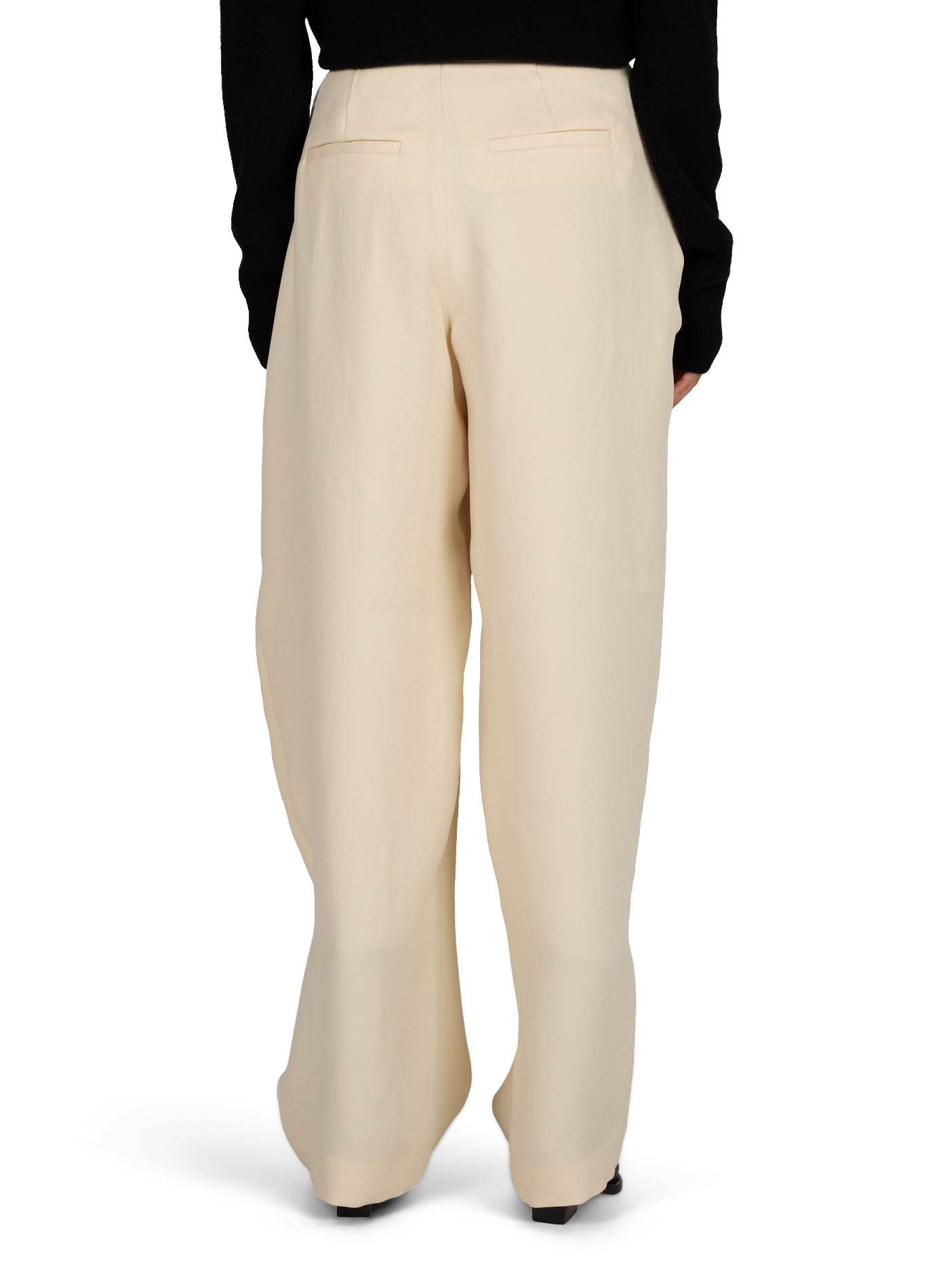 Wide-leg solid color belted pants MSCH Beige
