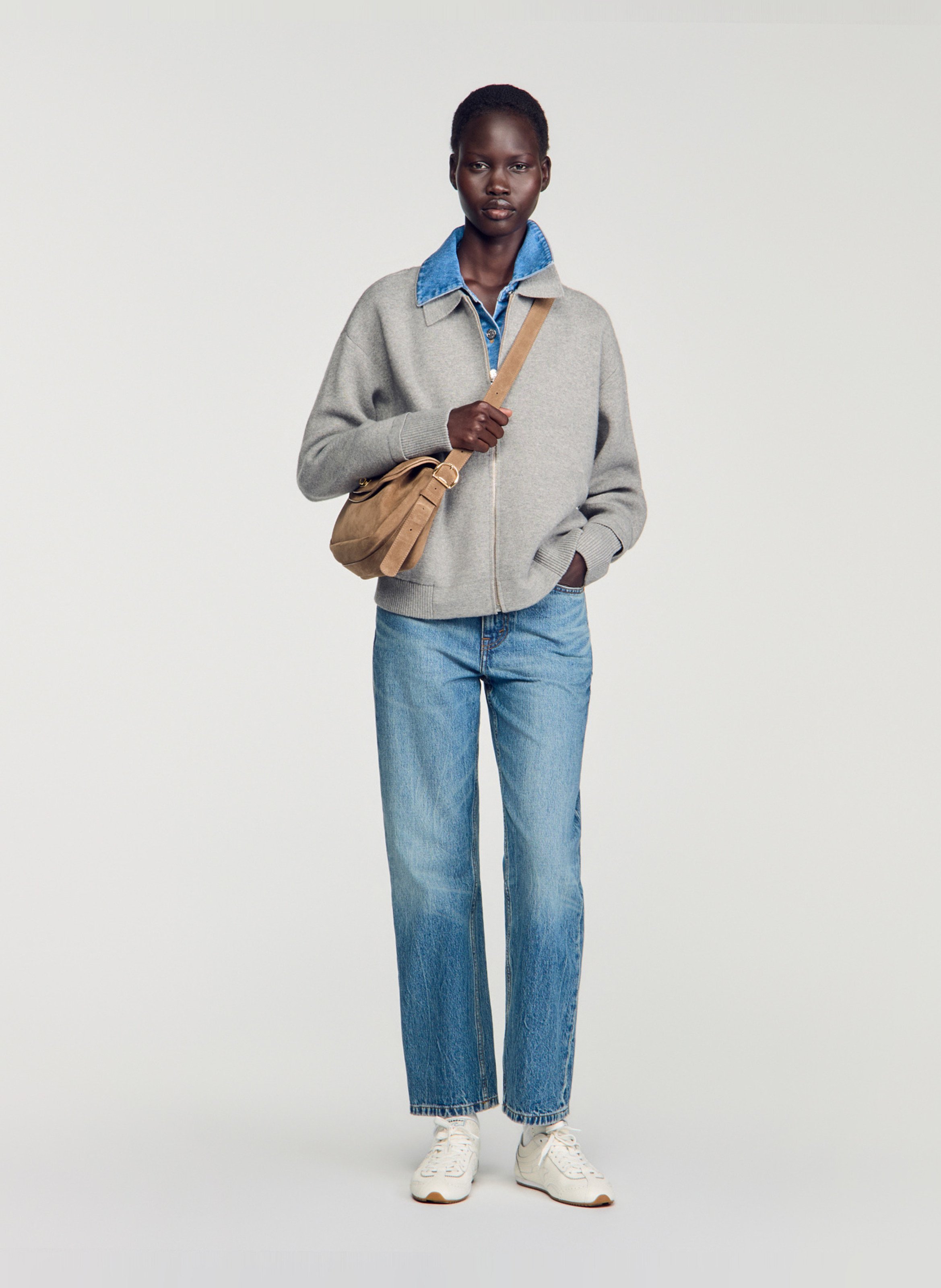 Sweat hybride oversize SANDRO Gris