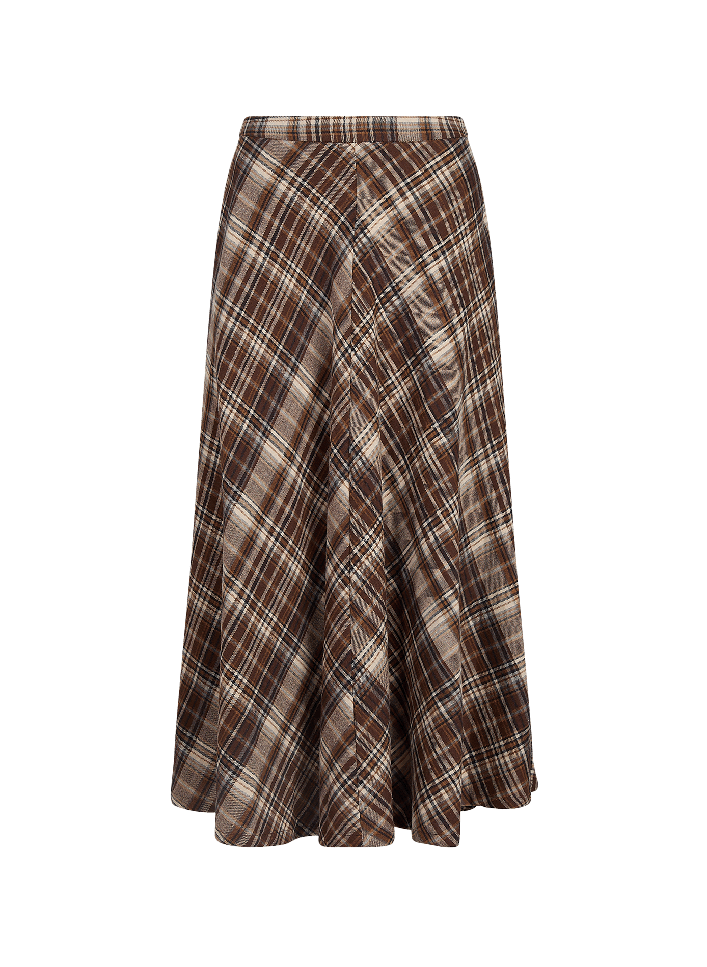 Checked cotton midi skirt GARANCE Brown