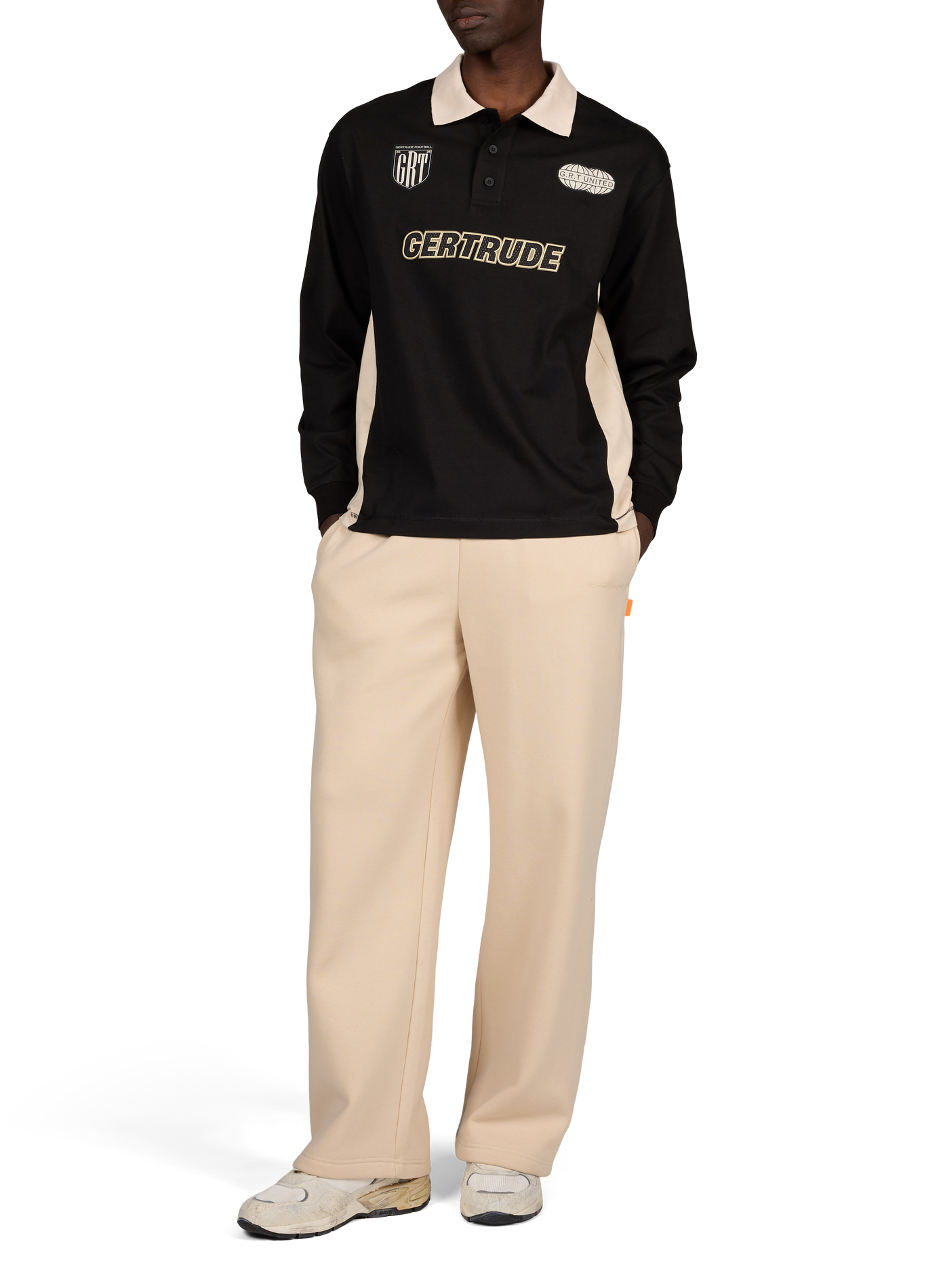 Long-sleeved printed polo shirt GERTRUDE Black