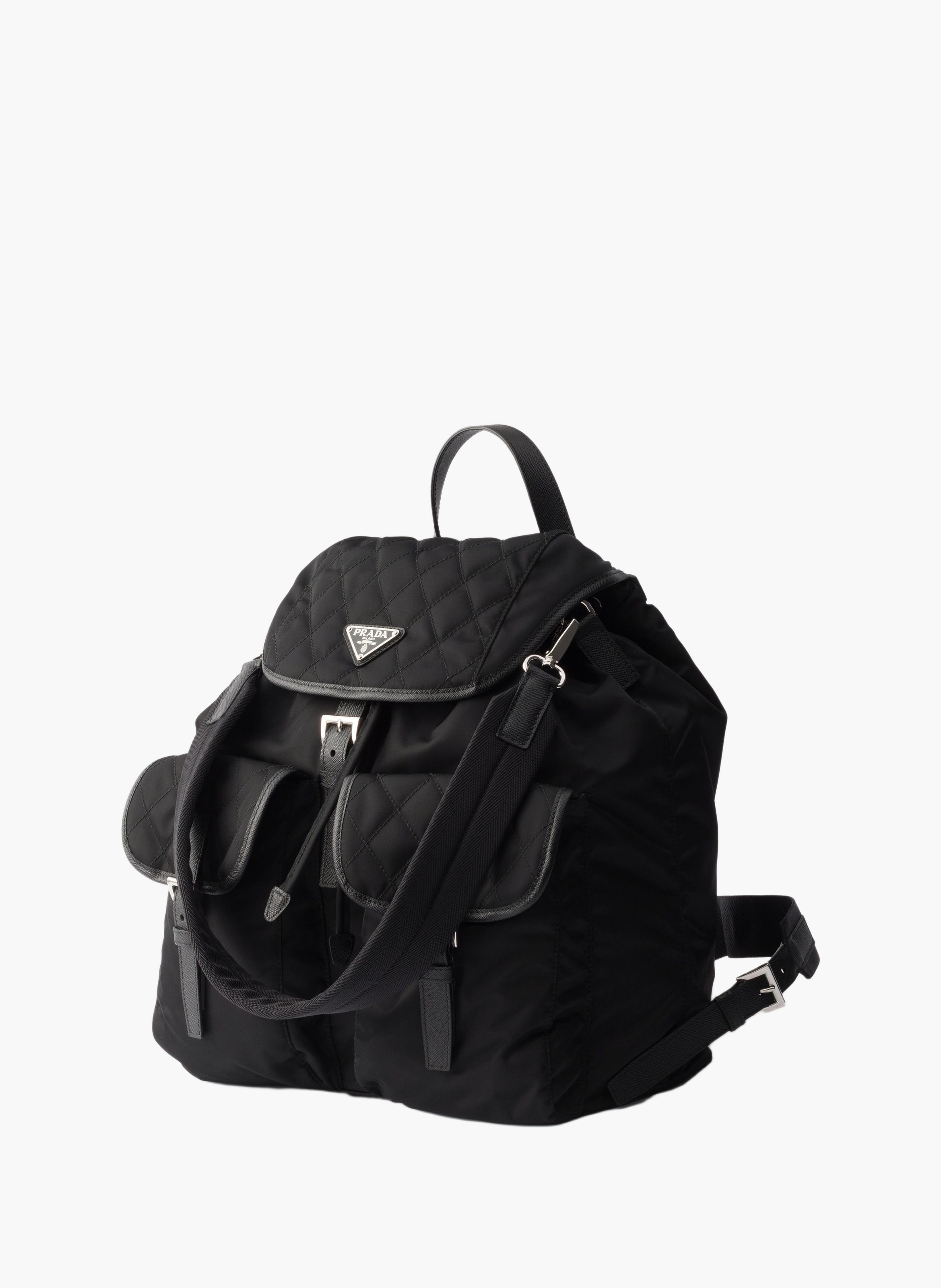 Sac à dos en re-nylon et cuir PRADA Noir