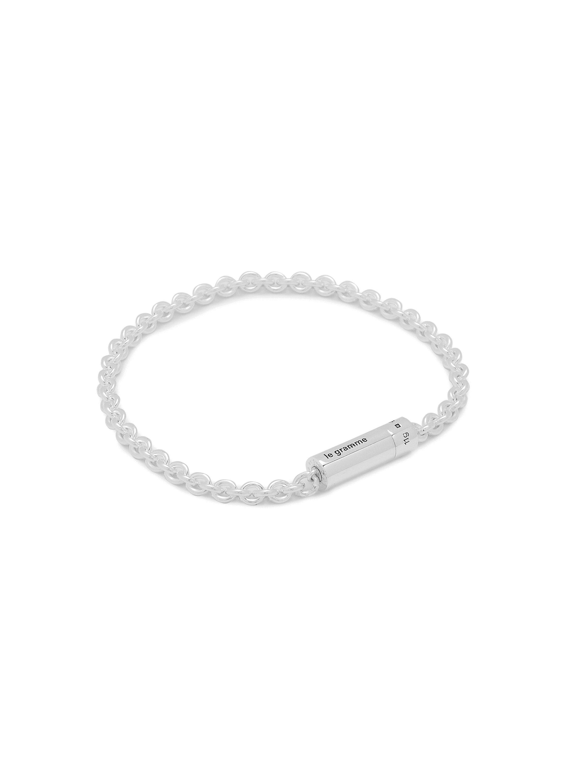 Bracelet câble 11g sur chaine en argent poli