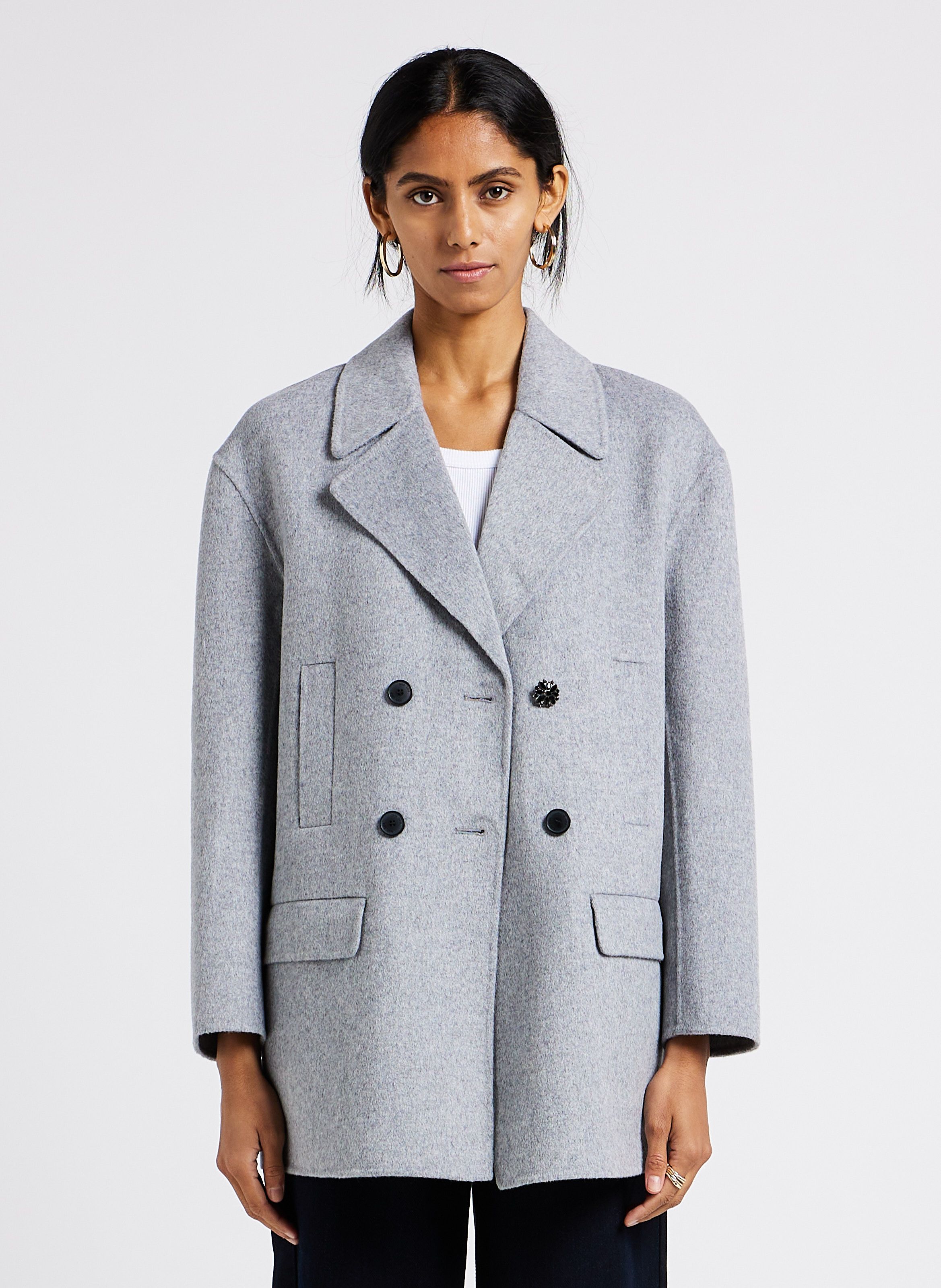 Manteau gris hotsell mi long femme