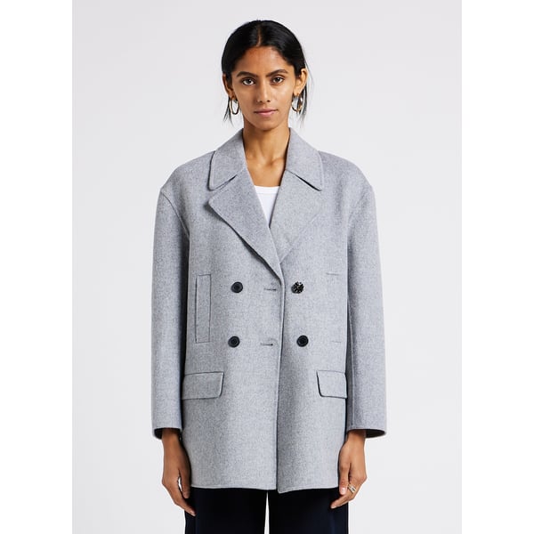 Manteau mi-long col tailleur en laine mélangée