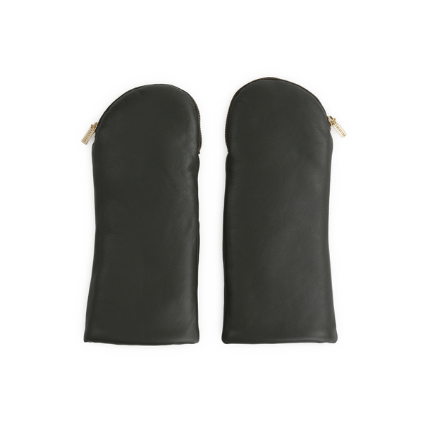 Aristide Leather Mittens In Black