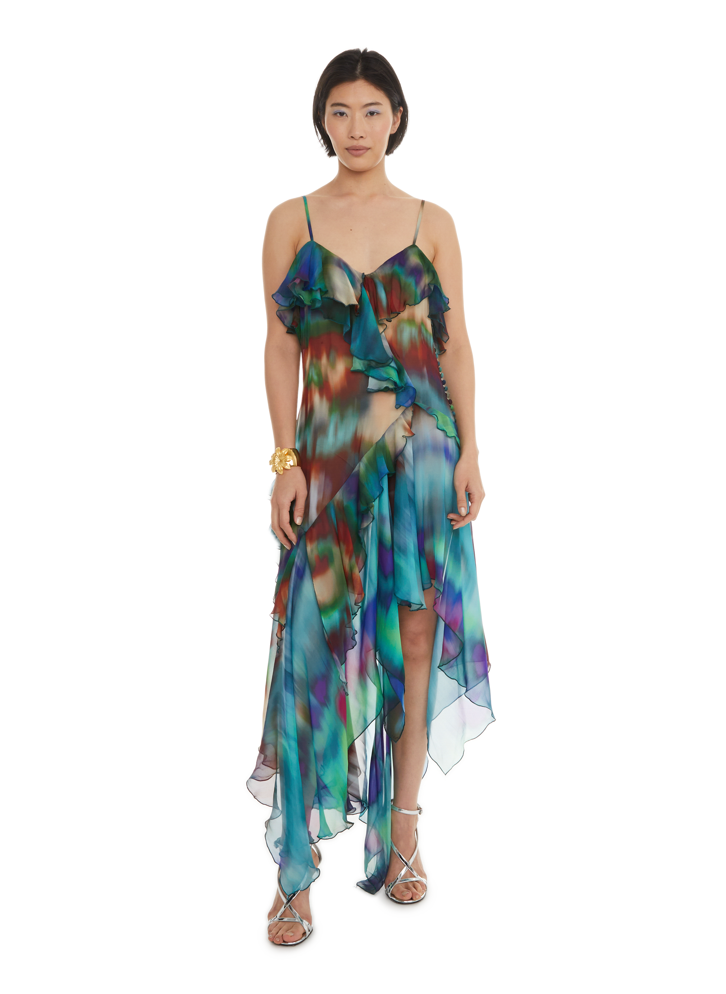 ALEXANDRE VAUTHIER Ruffled silk dress Multicolour