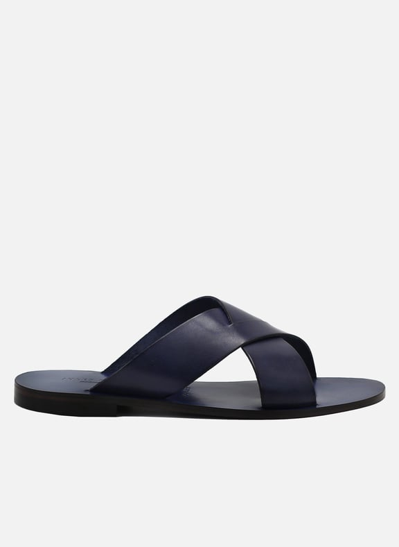 Mules plates cuir lisse Bleu by JULES & JENN JULES & JENN Mules plates cuir lisse Bleu