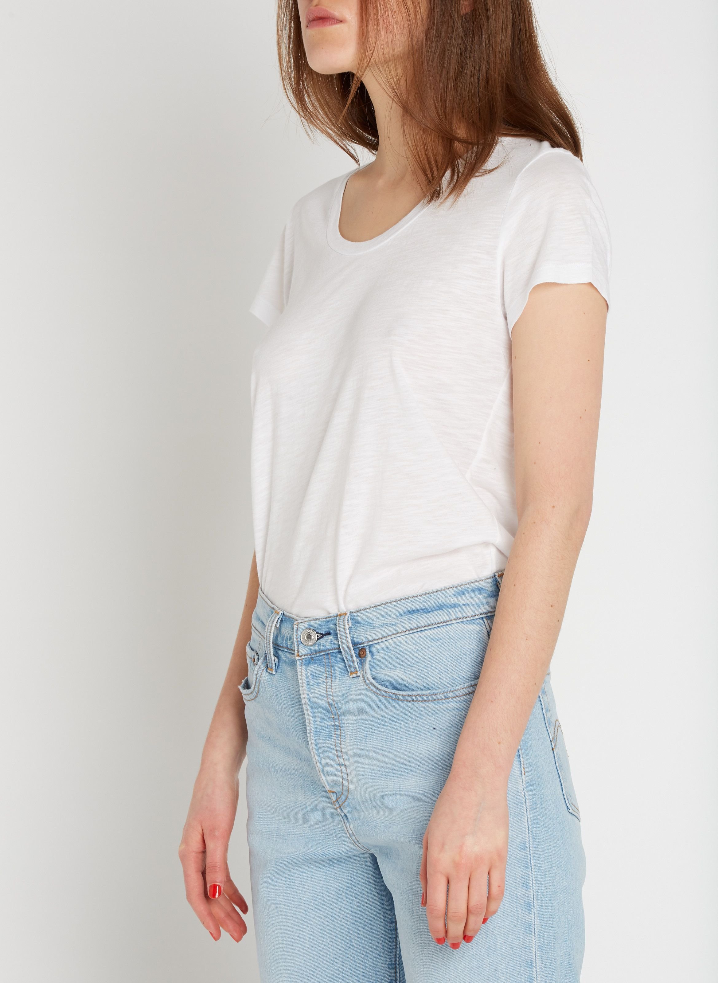 Tee-shirt col rond en coton mélangé jacksonville AMERICAN VINTAGE Blanc