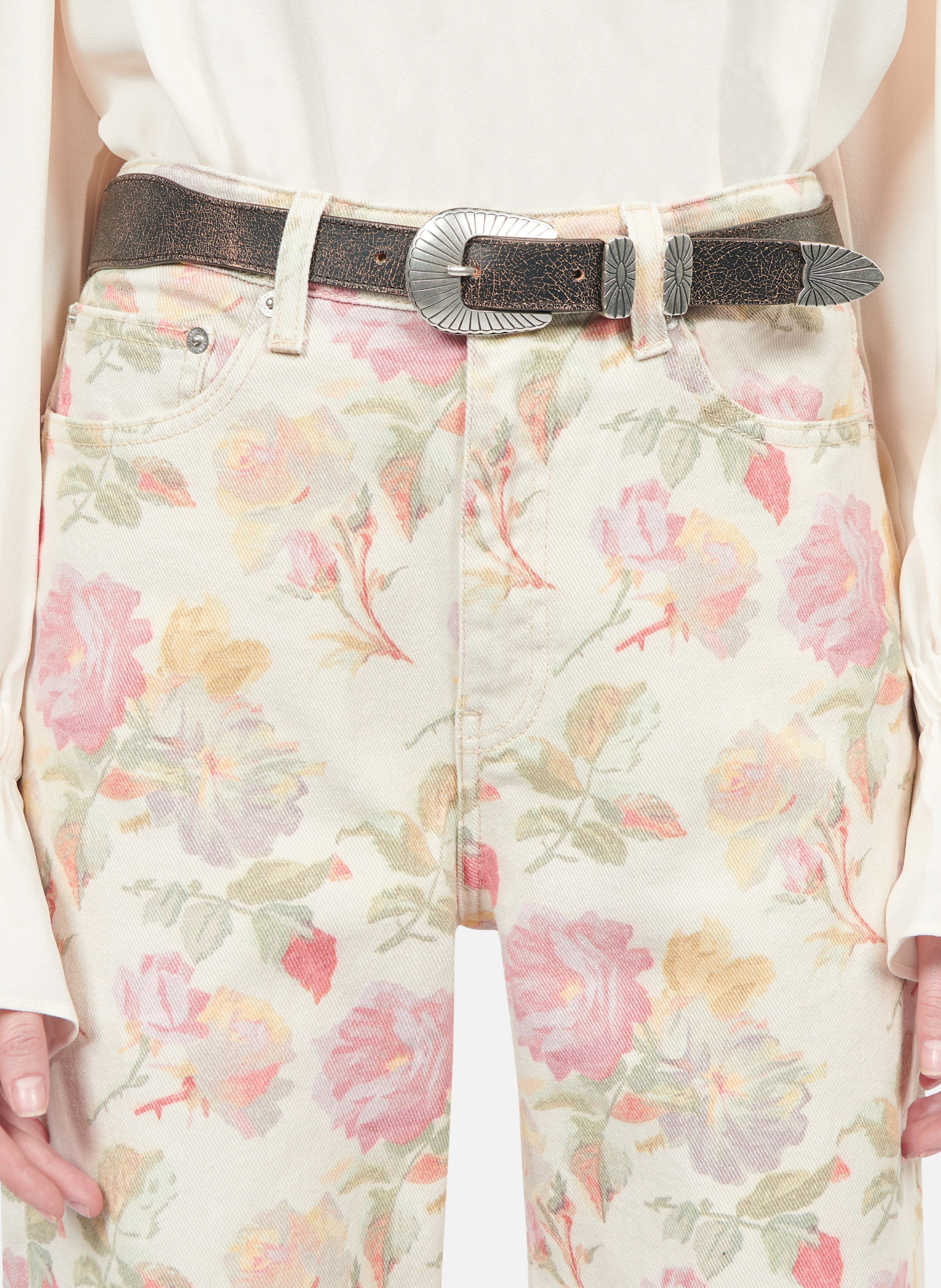 Ceinture fine en cuir THE KOOPLES Marron