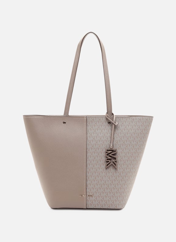 Grand cabas Flora en cuir à logo Signature Beige by MICHAEL KORS MICHAEL KORS Grand cabas Flora en cuir à logo Signature Beige