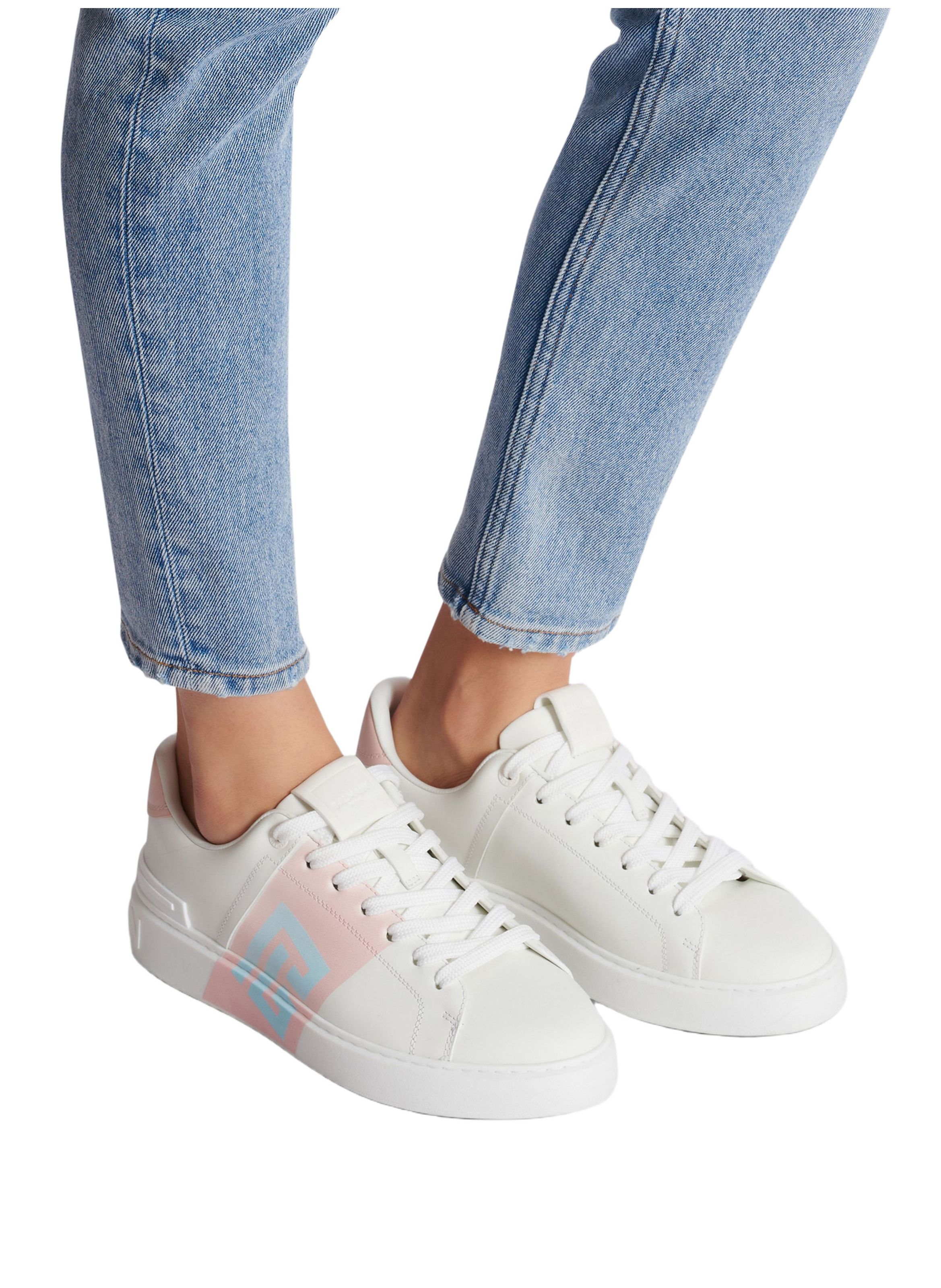 Baskets b-court en cuir de veau BALMAIN Blanc