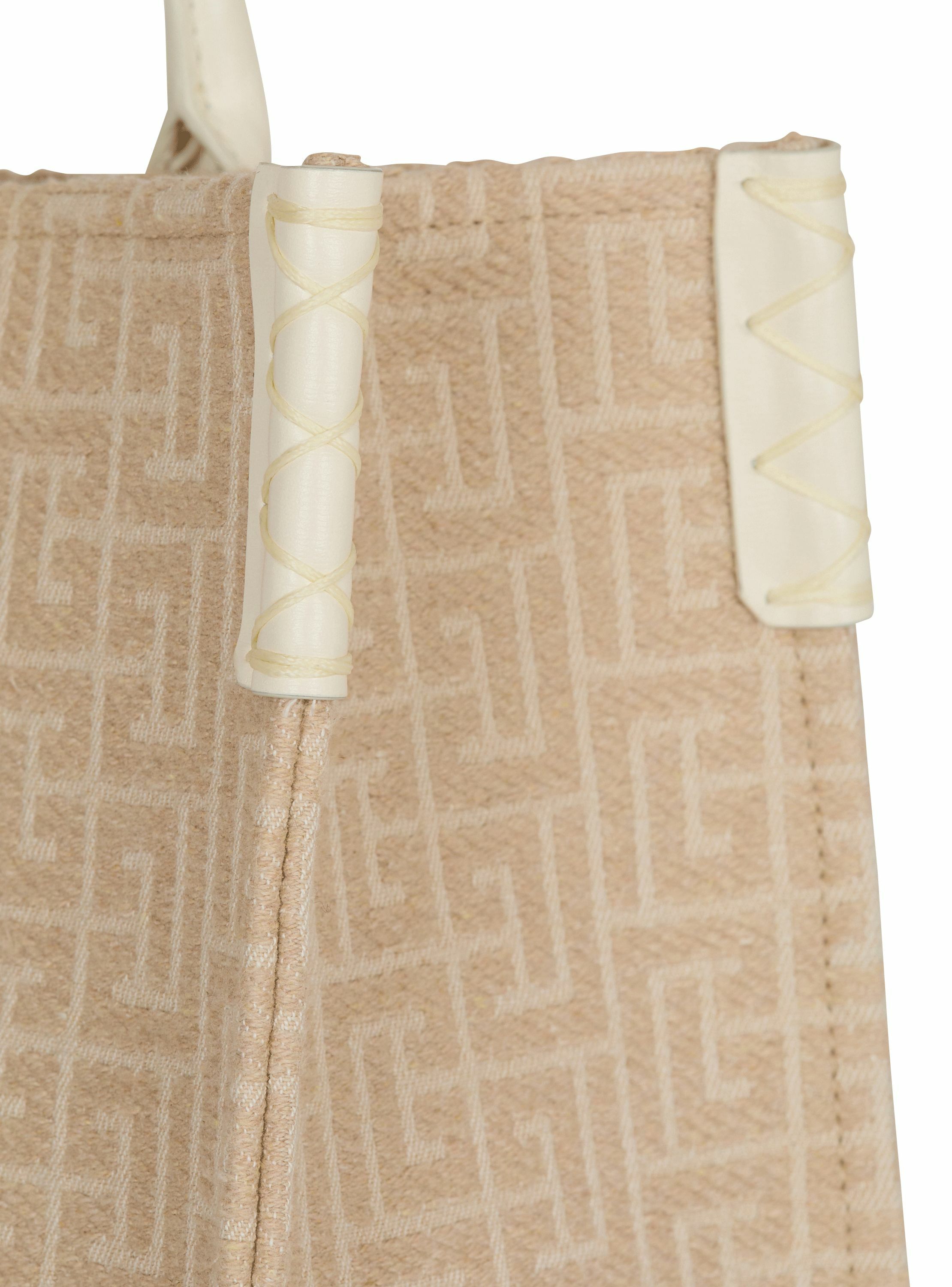 Sac cabas b-army 36 en toile jacquard monogrammée et cuir BALMAIN Beige