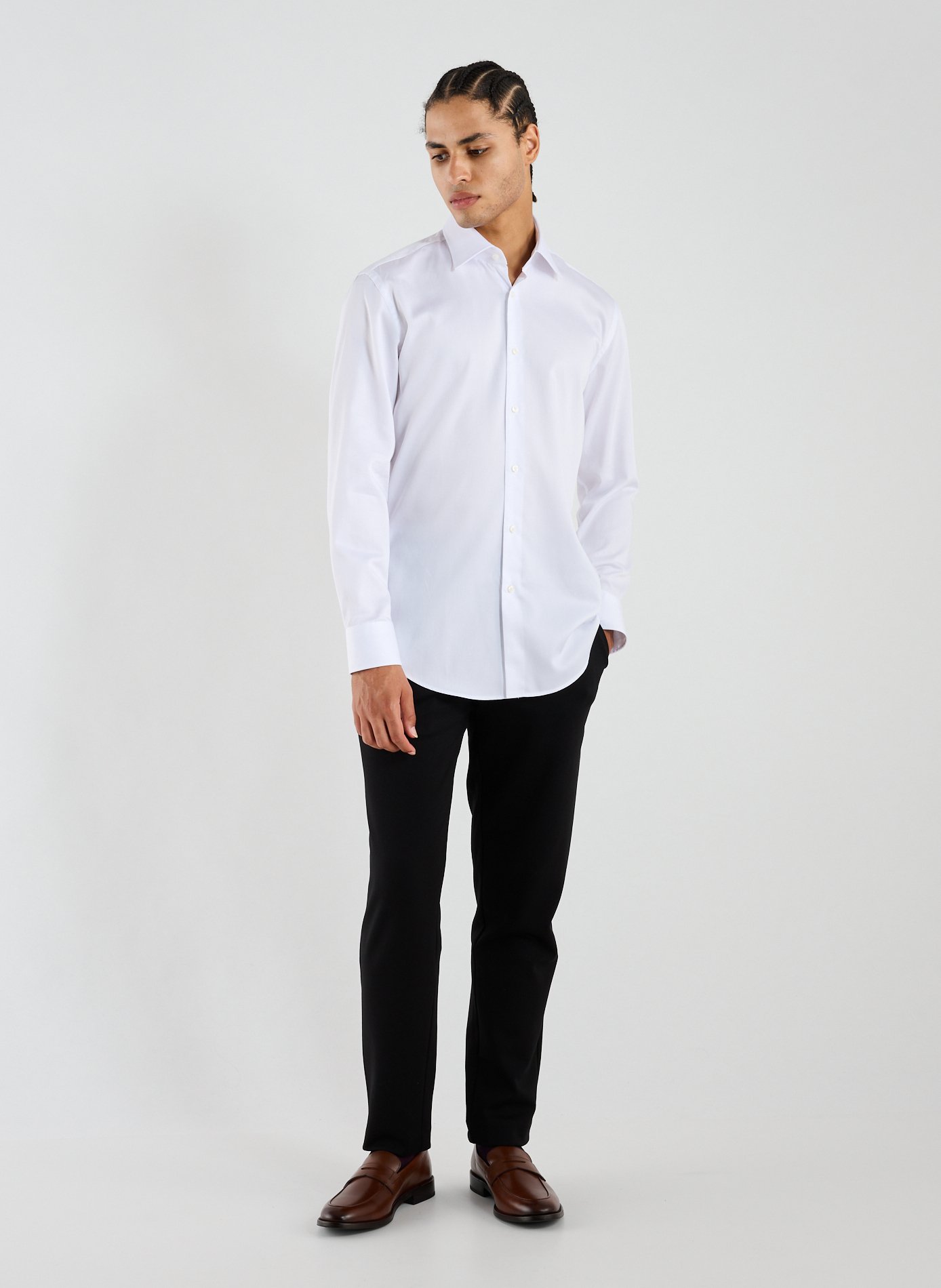 Chemise slim en coton BOSS Blanc