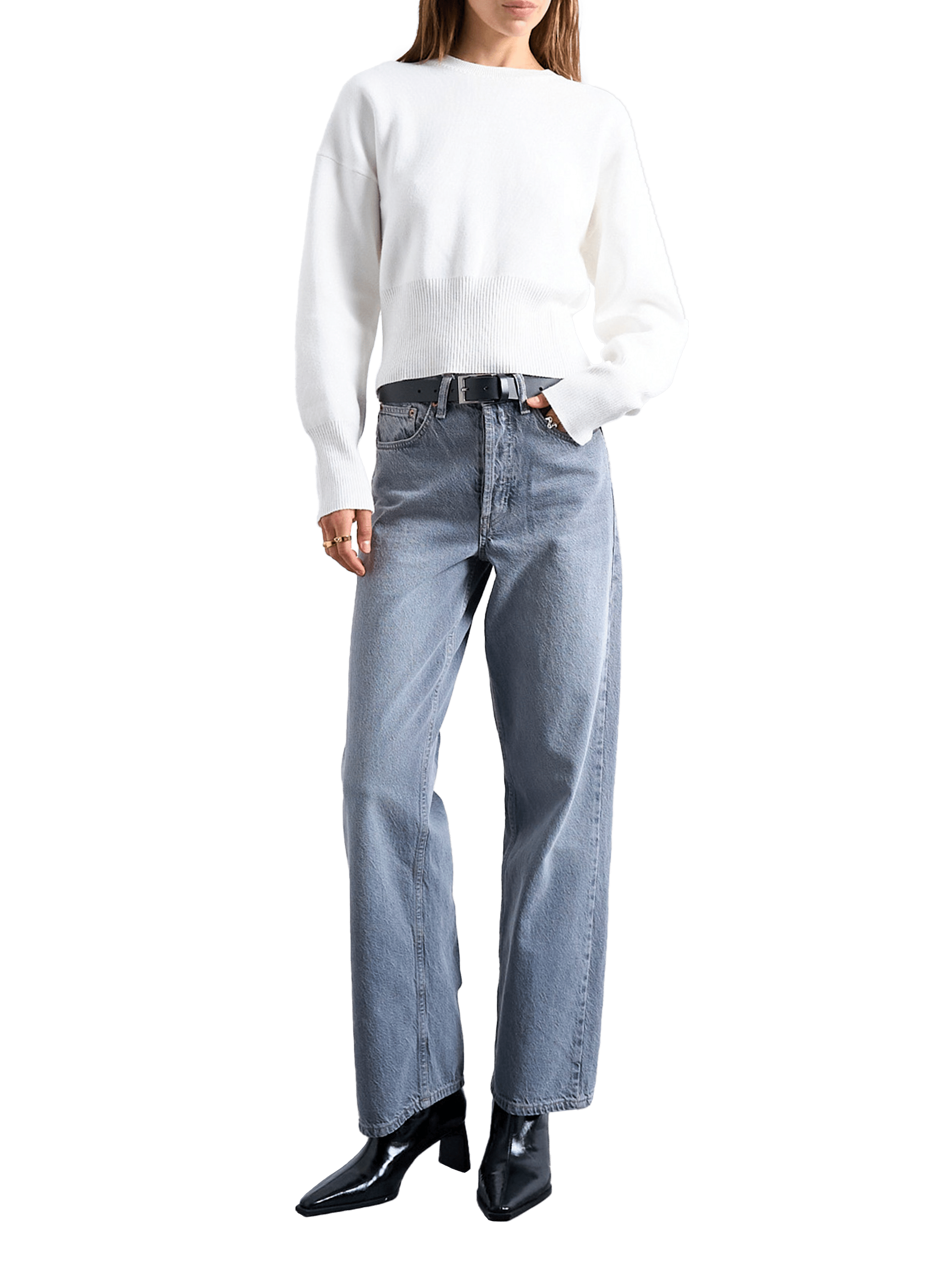 Pull ample en coton mélangé TOPSHOP Beige