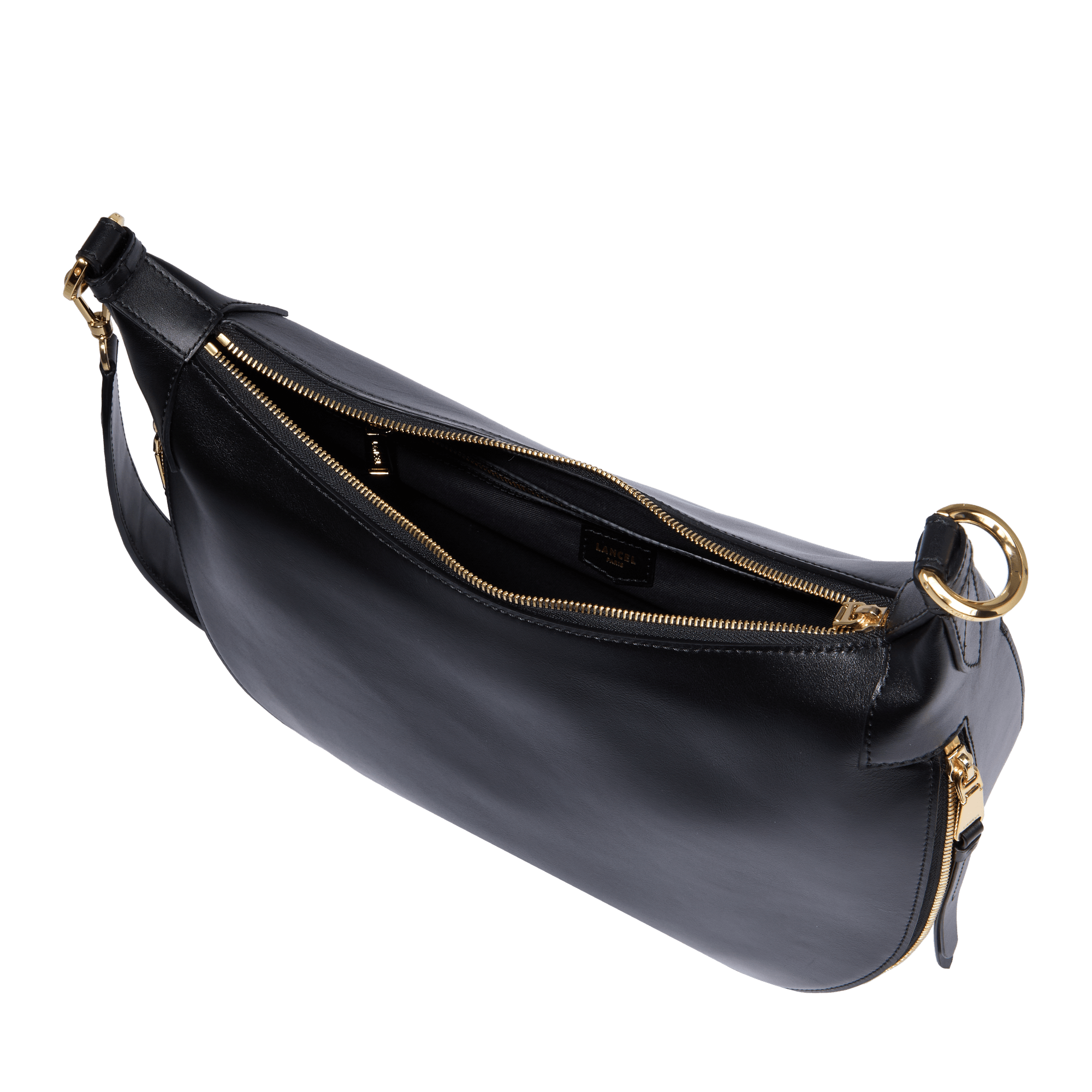 Sac hobo zippé m origami de lancel en cuir LANCEL Noir