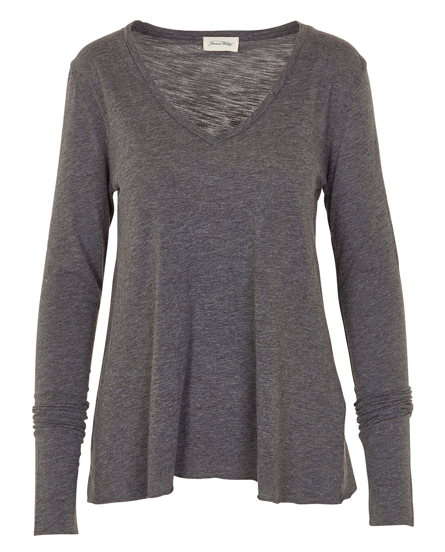Tee-shirt col v en coton mélangé jacksonville AMERICAN VINTAGE Gris