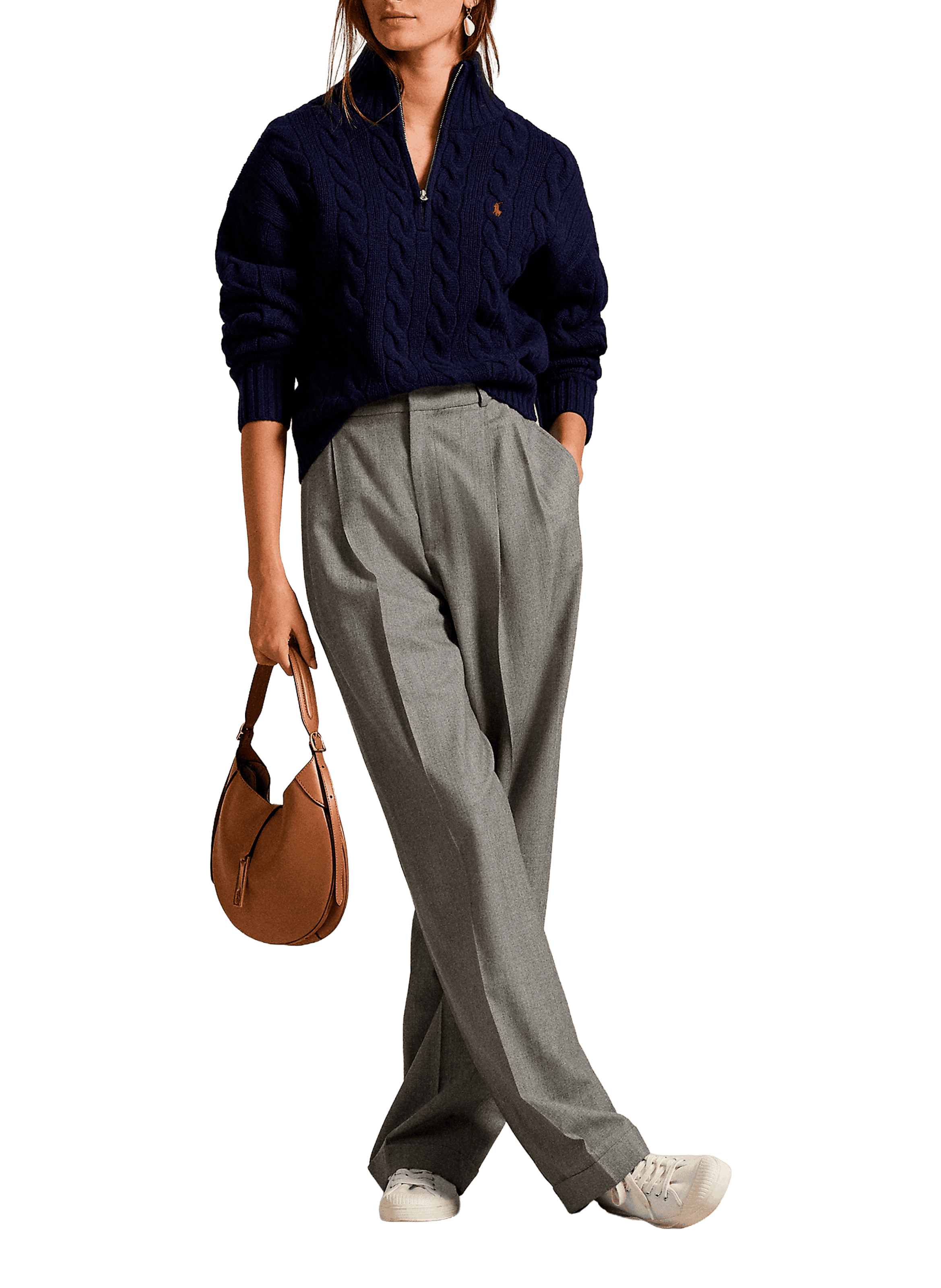 Pull à col zippé en laine et cachemire POLO RALPH LAUREN Bleu