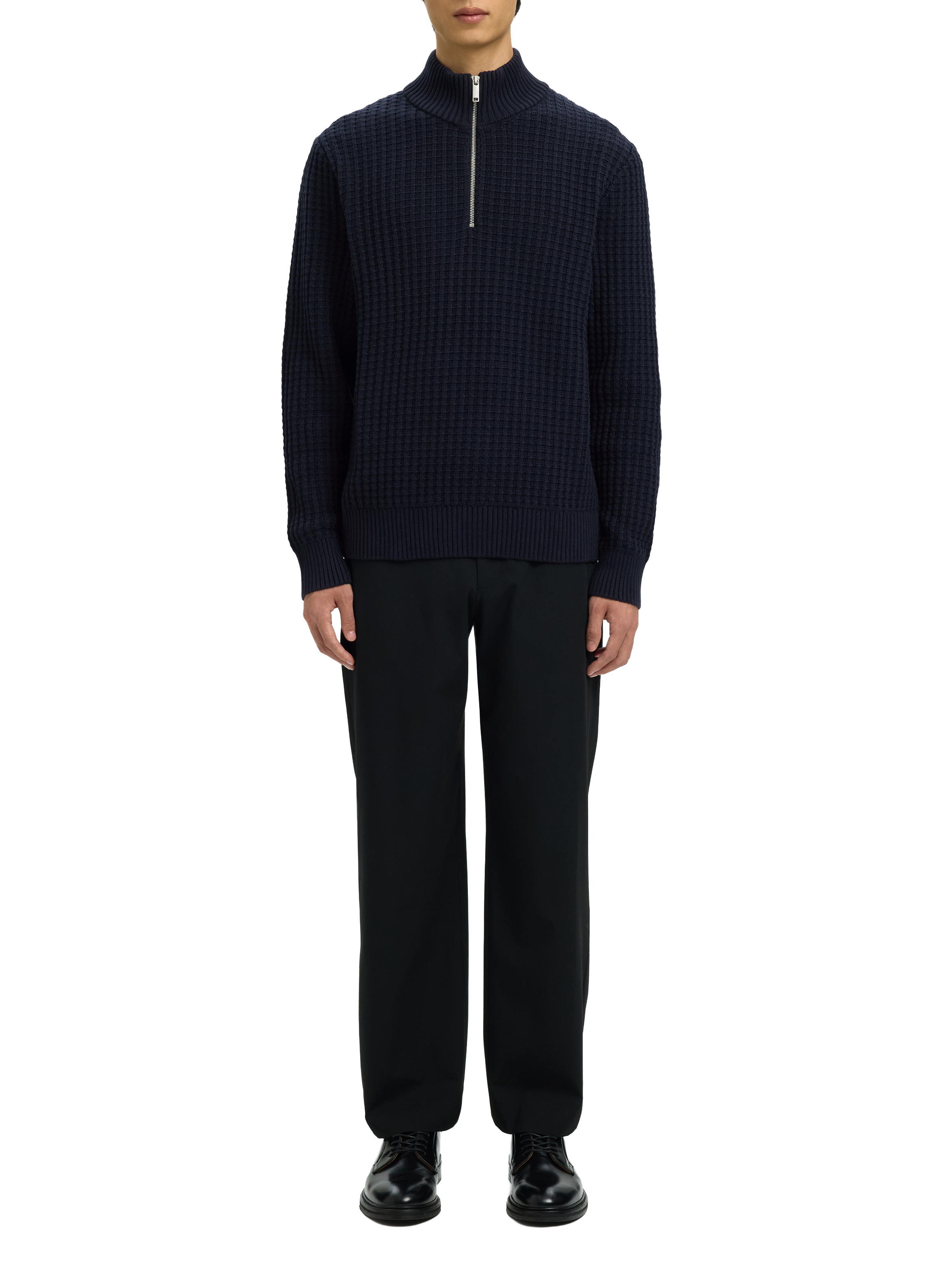 Pull col montant zippé en coton SELECTED Marron