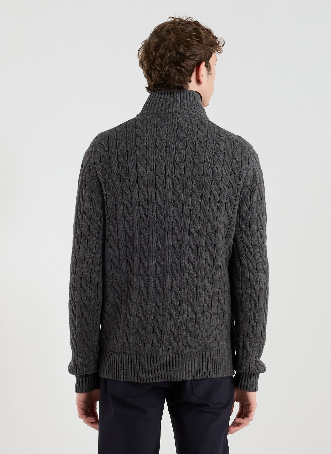 Pull à col zippé en coton EDEN PARK Gris