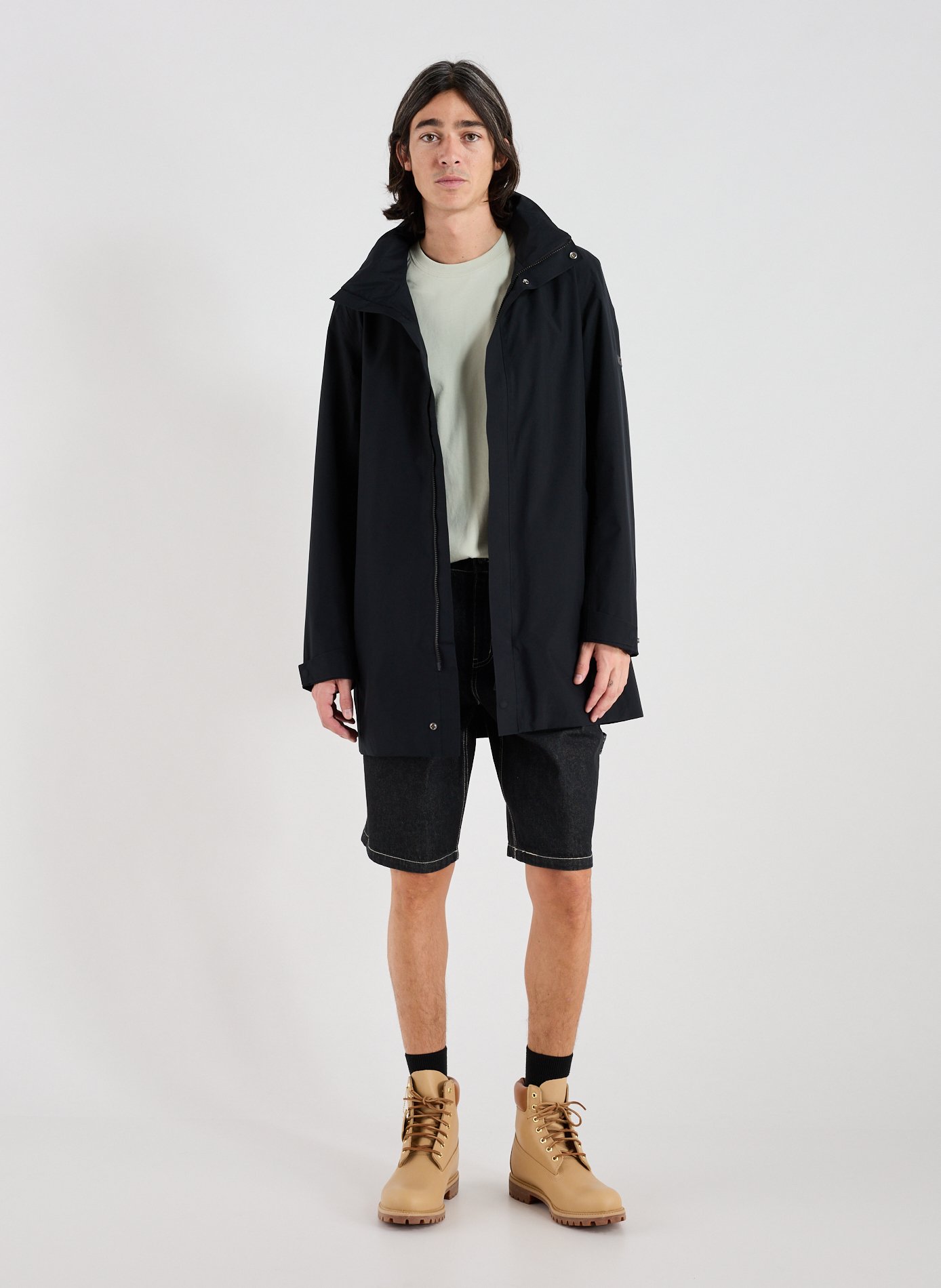 Waterproof parka with retractable hood AIGLE Black