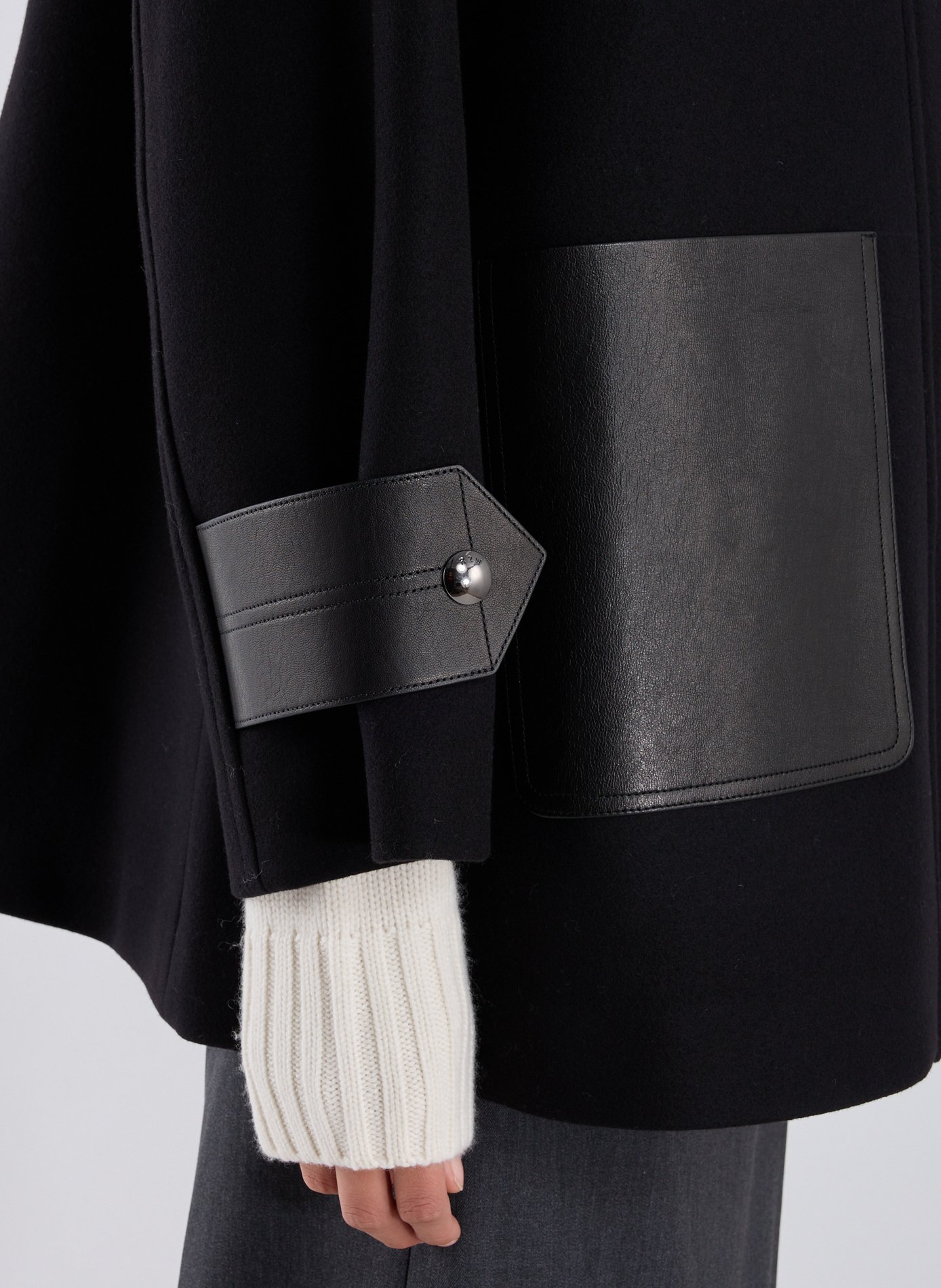 Oversized wool and cashmere coat R2W Black