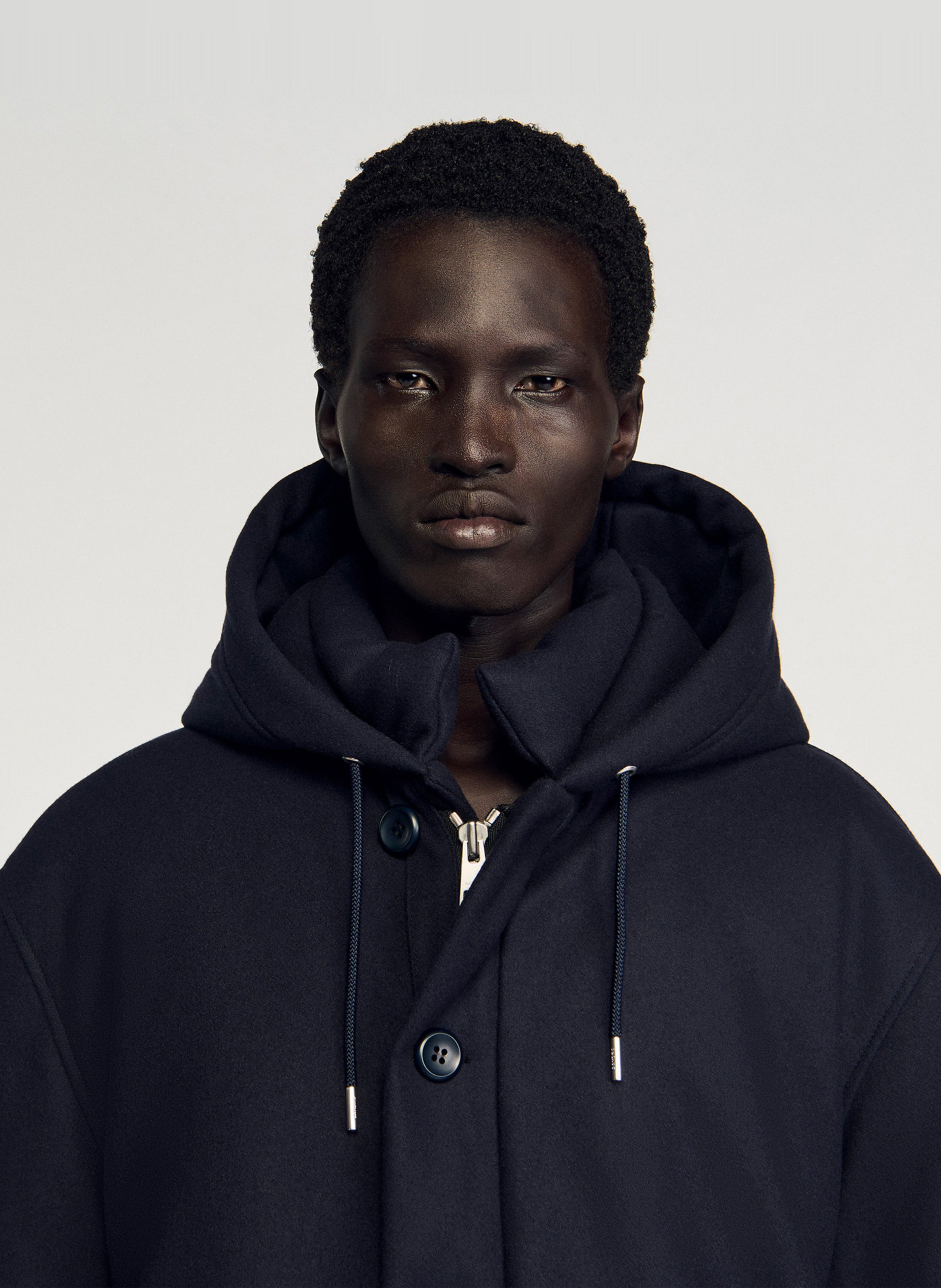 Parka droite boutonnée à capuche SANDRO Bleu