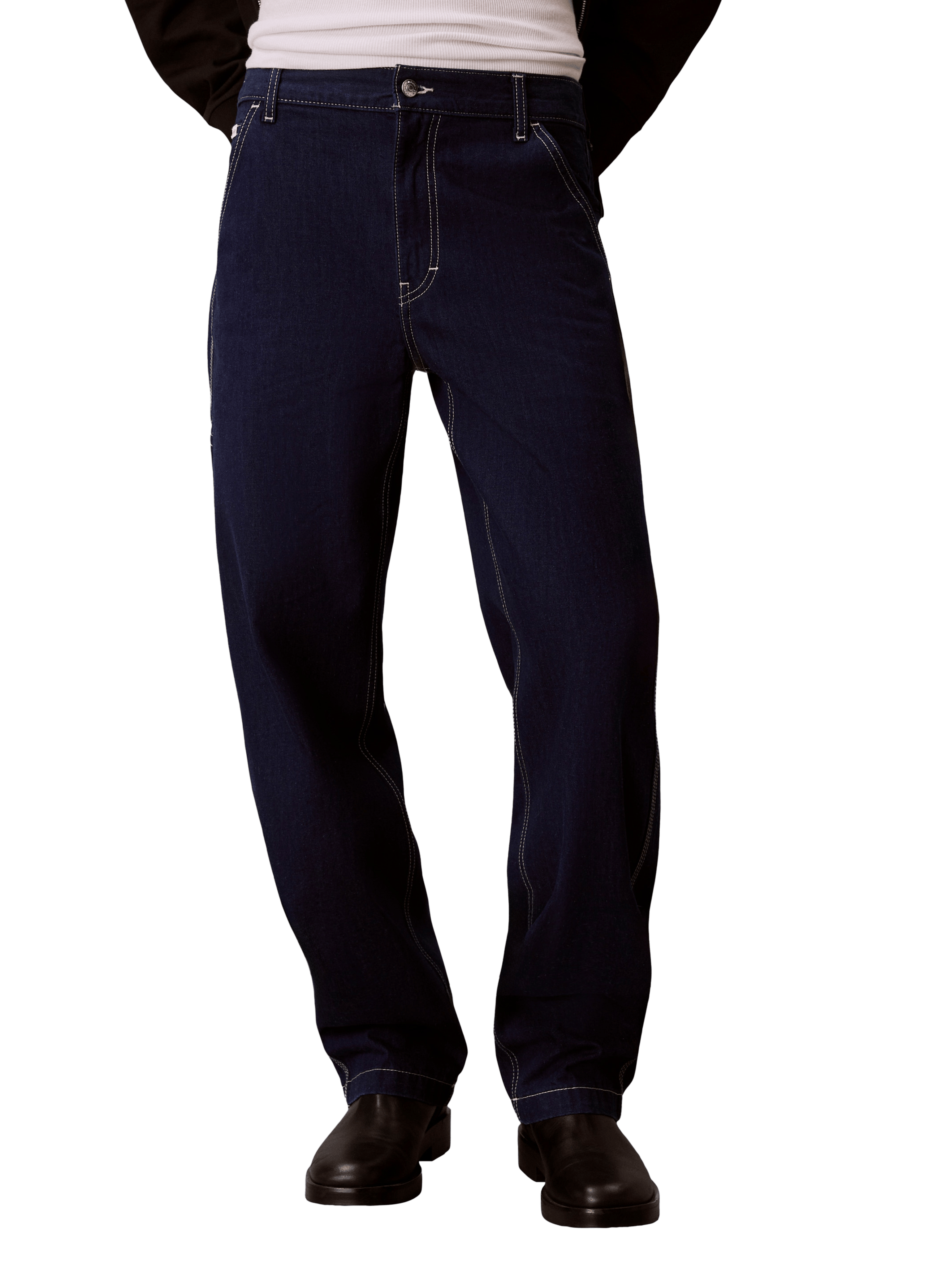 Wide-leg worker jeans in blended cotton CALVIN KLEIN Blue