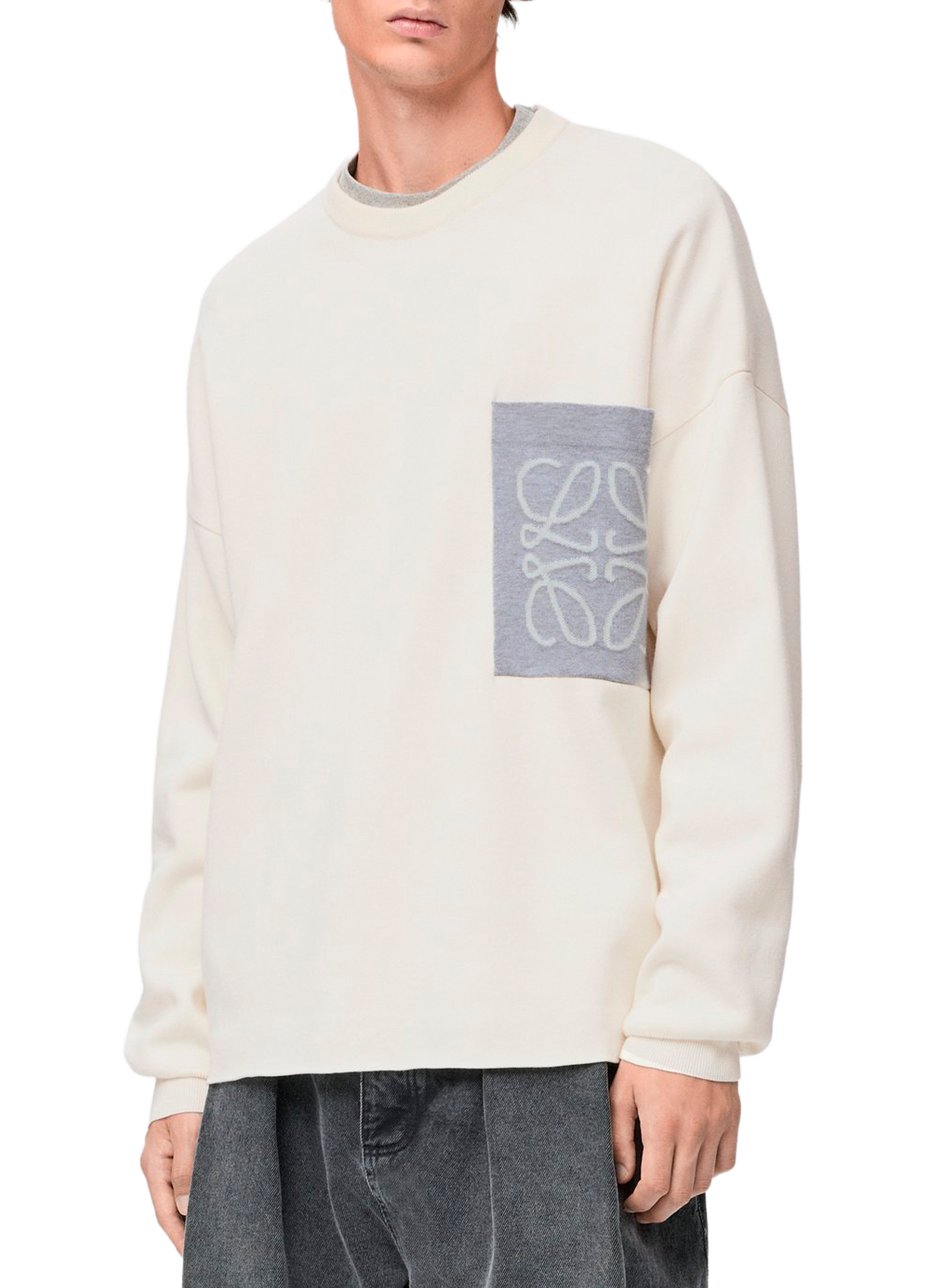 LOEWE Pull à poche Anagram en coton mélangé Beige