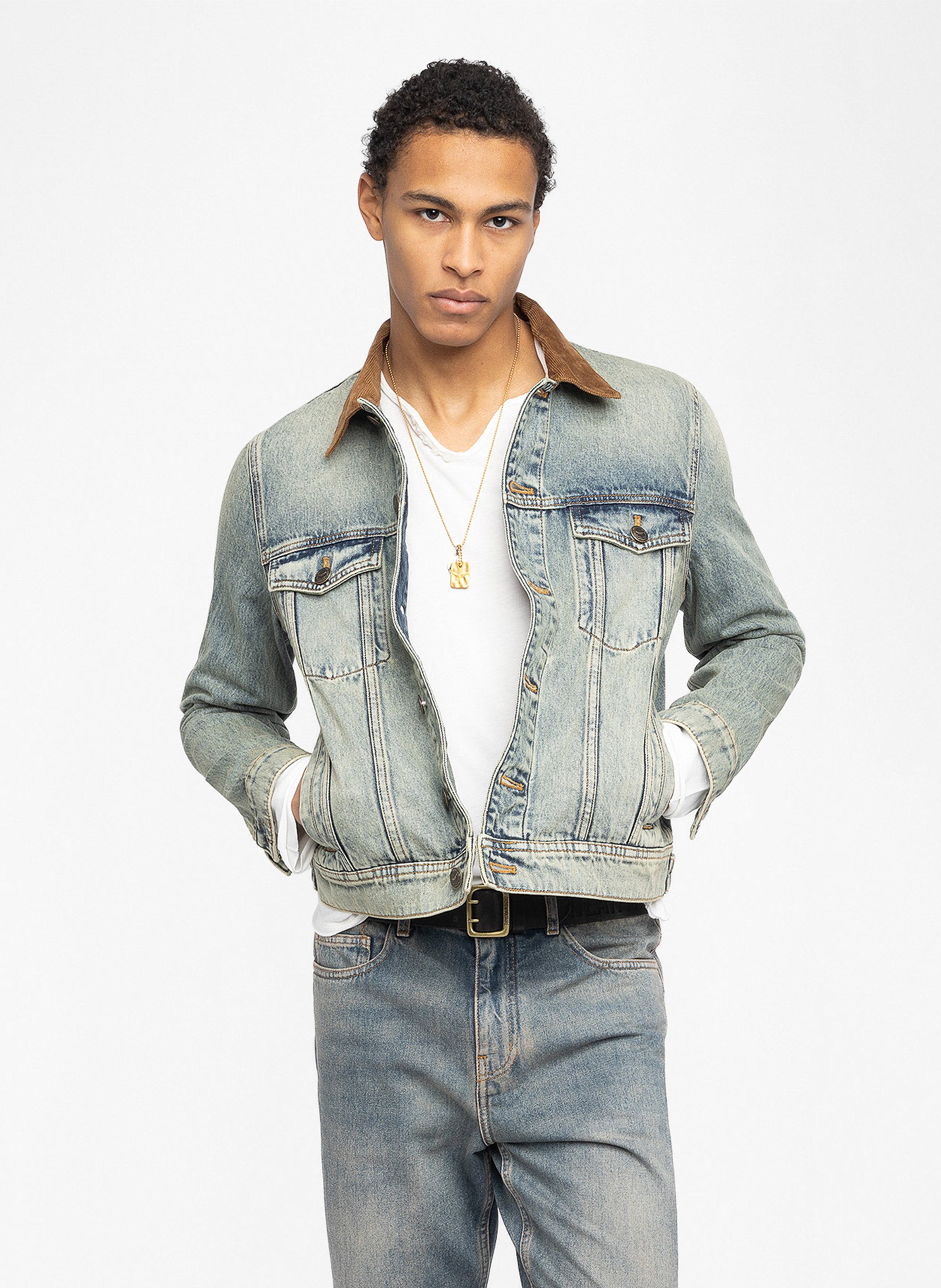 Veste droite en denim délavé bases ZADIG&VOLTAIRE Bleu